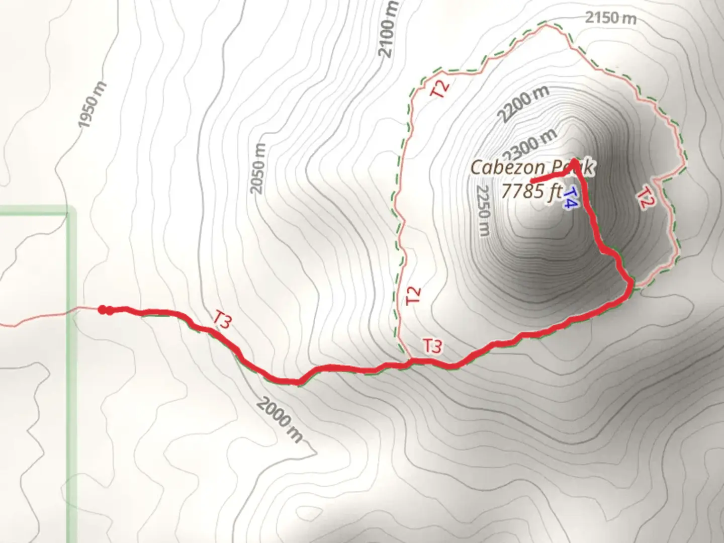 An image depicting the trail Cabezon Peak and its surrounding area.