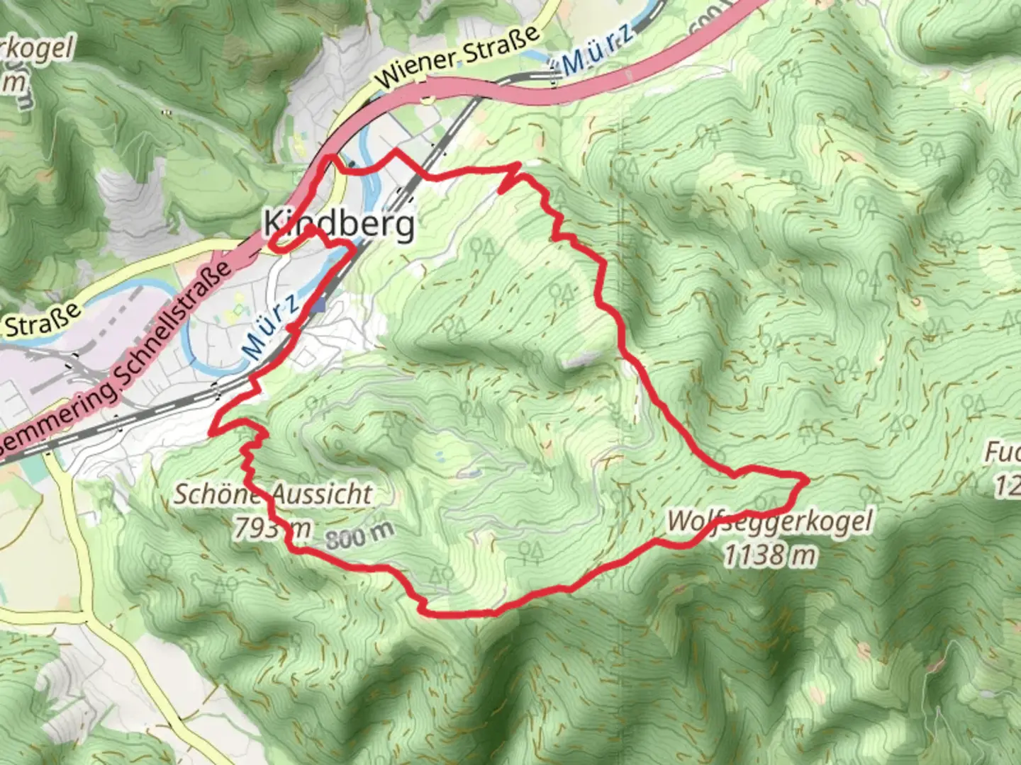 An image depicting the trail Kindberger Suppenberg Loop and its surrounding area.