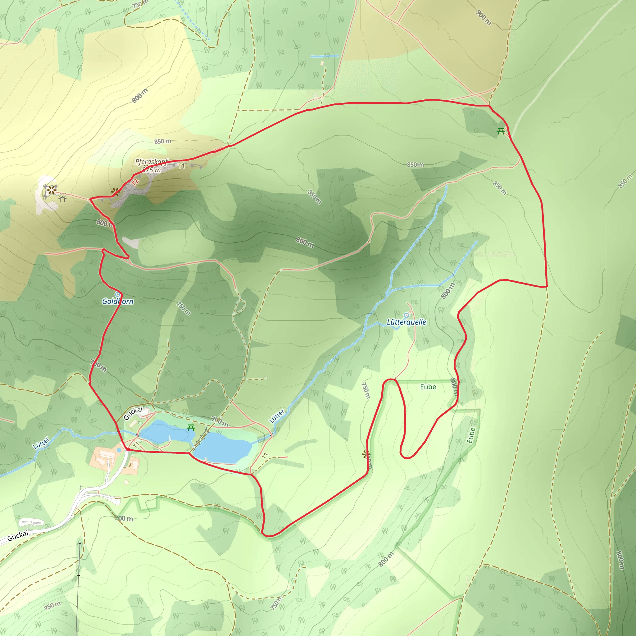Guckaisee, Lütter and Pferdskopf Loop via Abtsroda - Rhön Rundweg 6 mobile static map