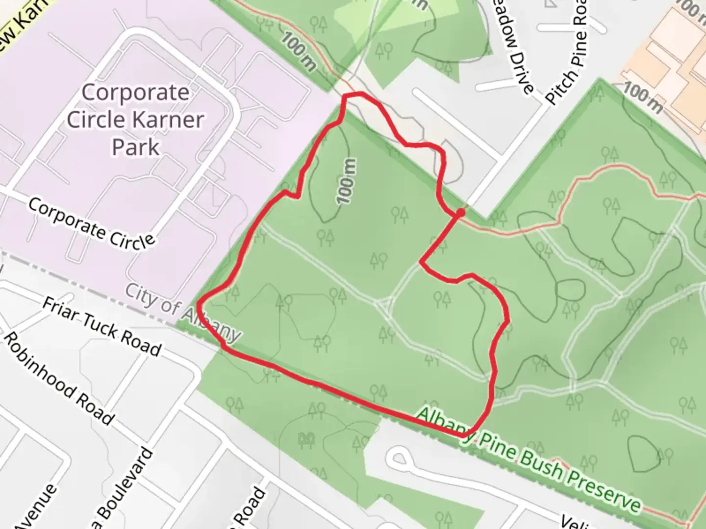 An image depicting the trail Blueberry Hill West Red Loop Trail and its surrounding area.