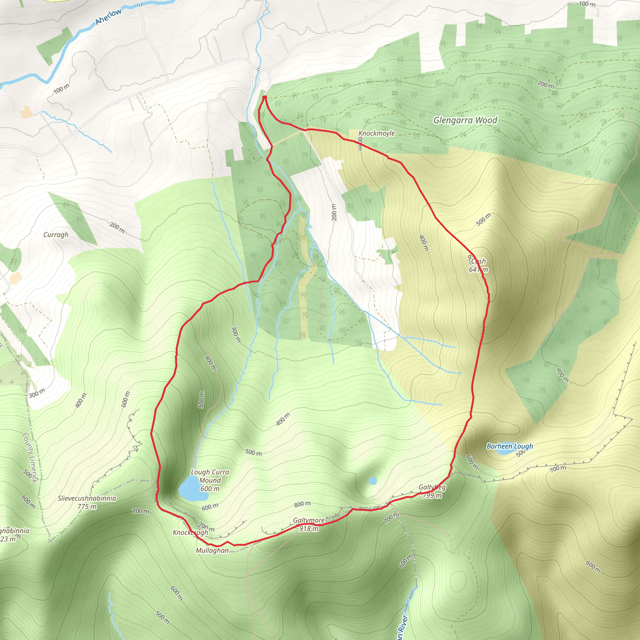 Galtymore to Cush Mountain Loop mobile static map