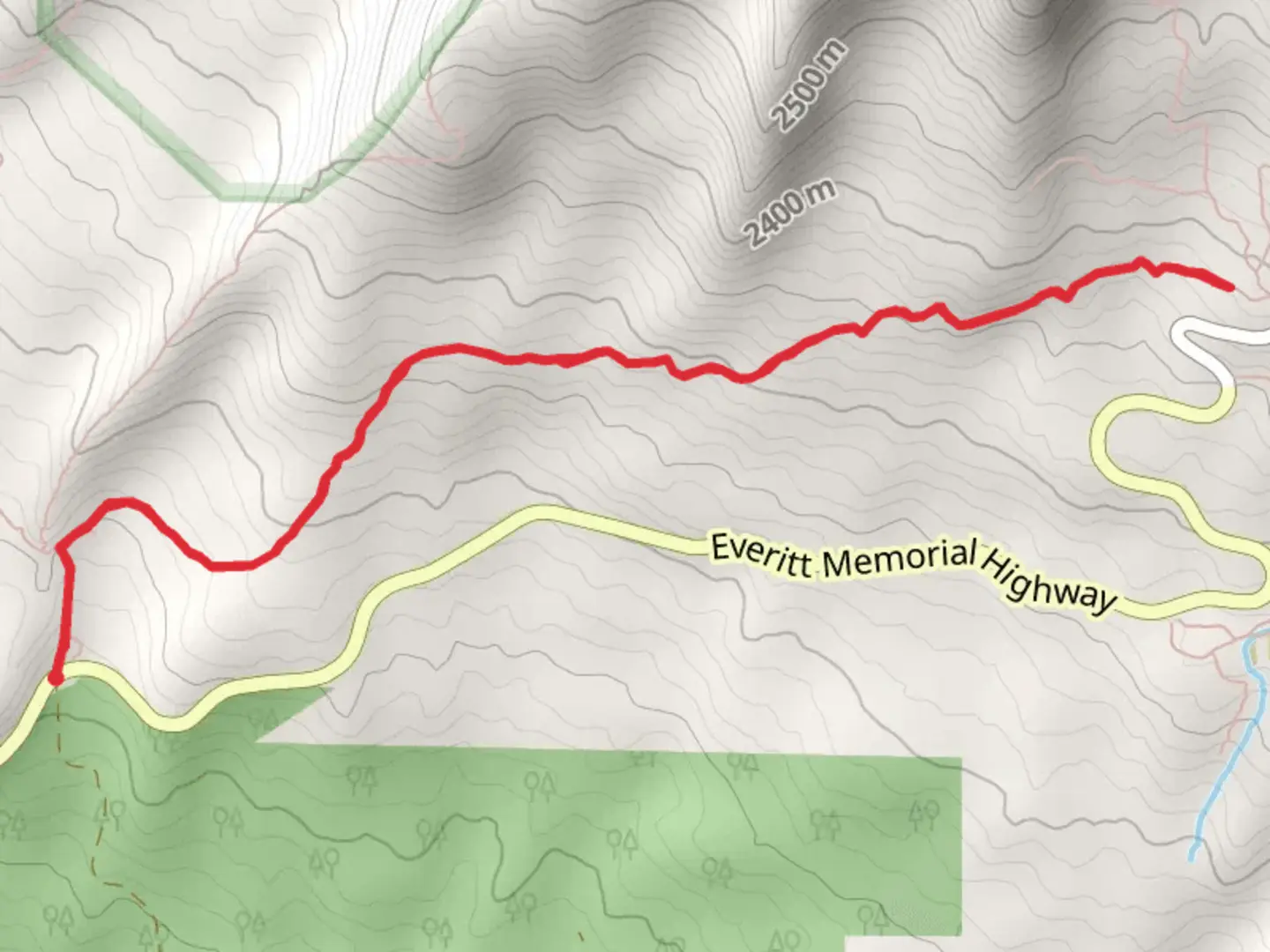An image depicting the trail Snow Bunny Trail and its surrounding area.