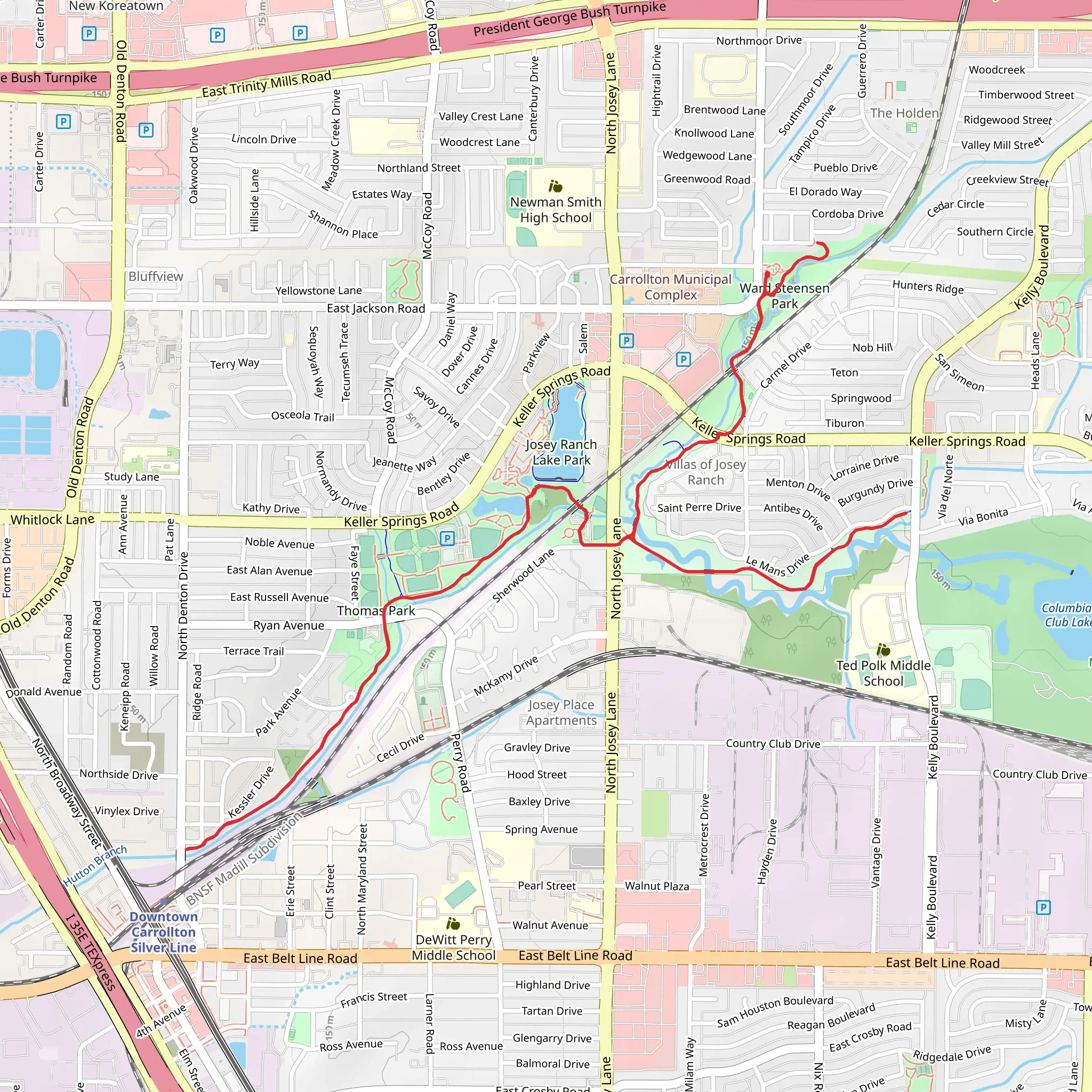 Hutton Branch green Trail mobile static map