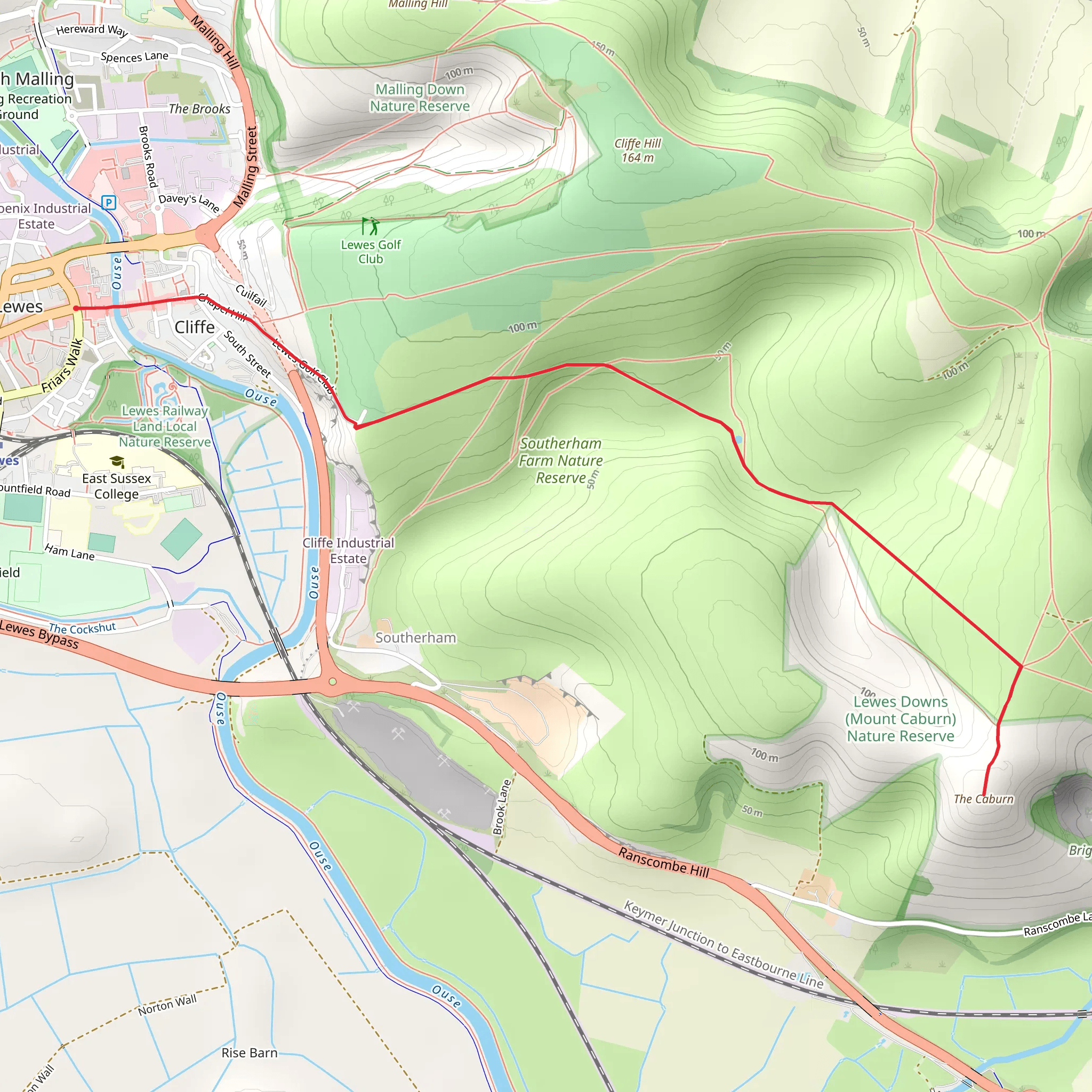 Mount Caburn Walk mobile static map