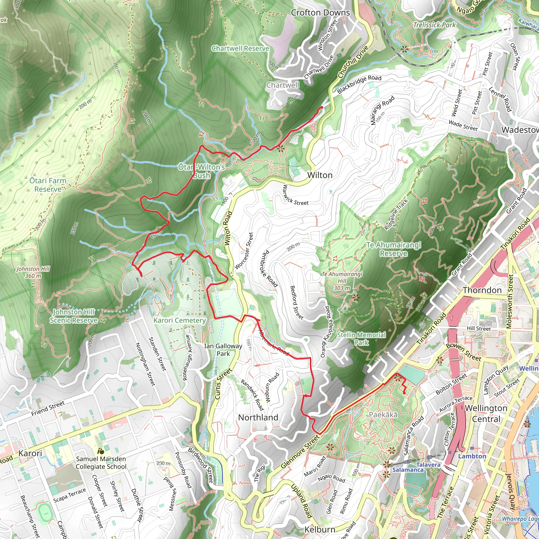 Otari - Wilton to Botanical Gardens mobile static map