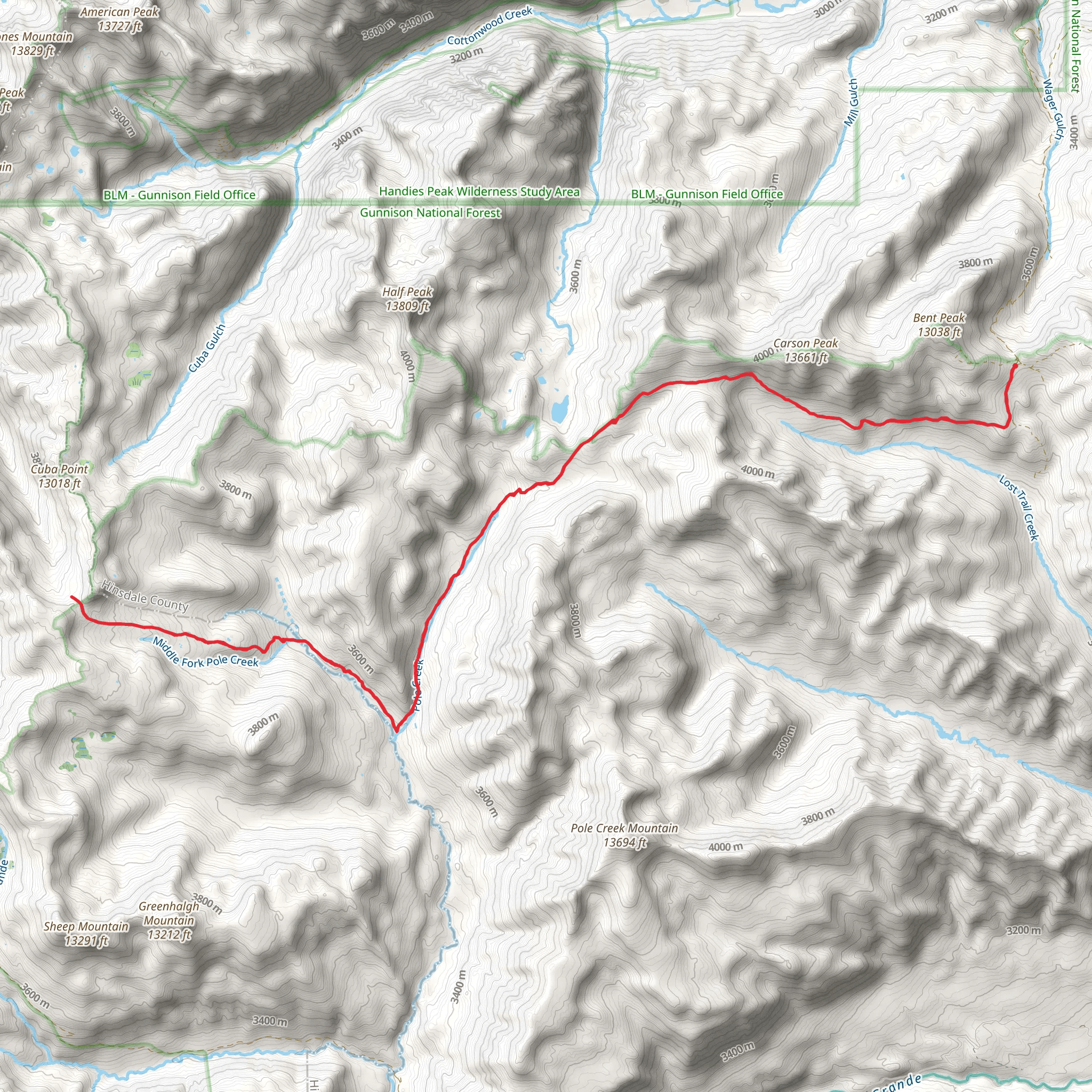 Middle Pole via Colorado Trail mobile static map