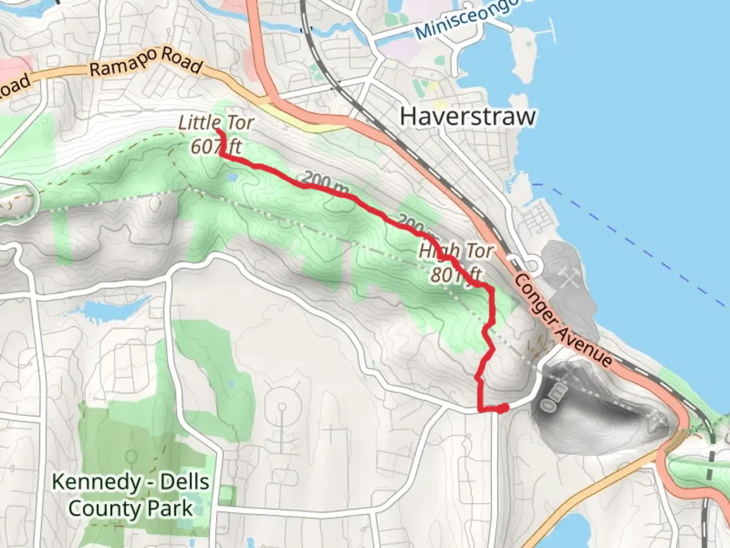 An image depicting the trail High Tor Trail and its surrounding area.
