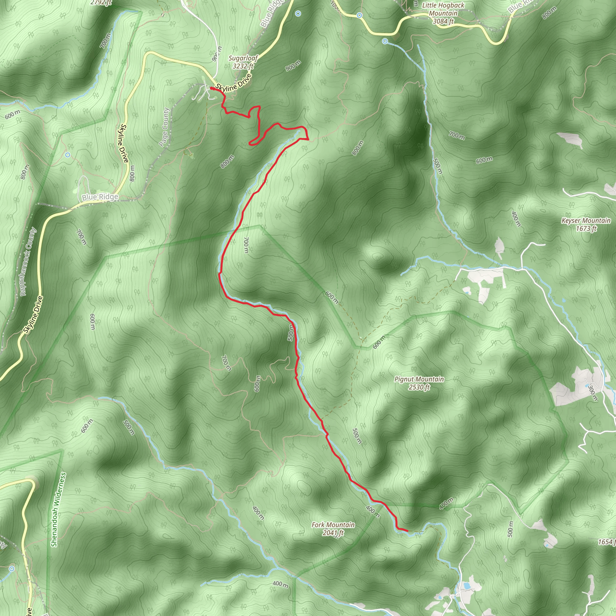 Piney Branch Trail mobile static map