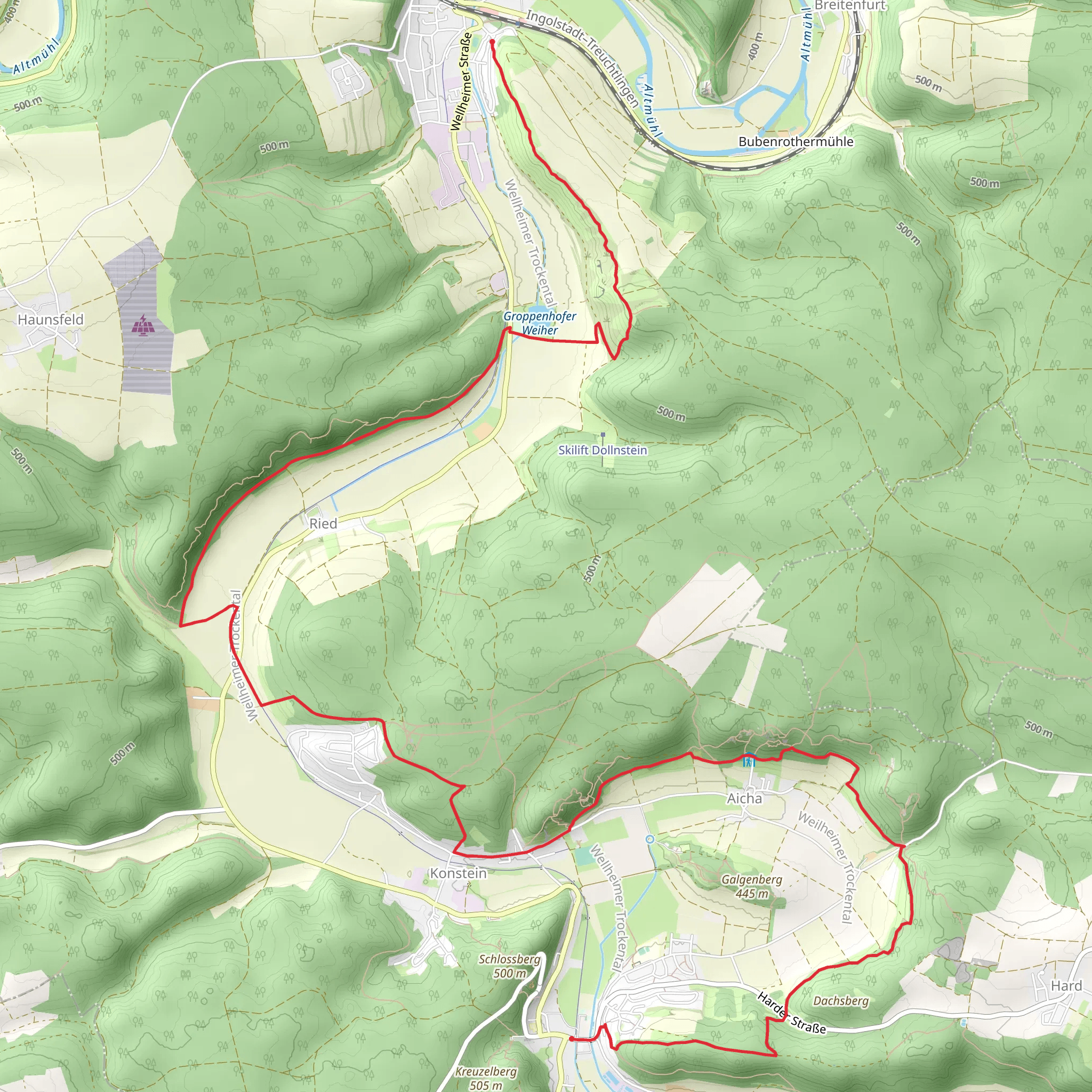 Dollnstein to Wellheim Walk mobile static map