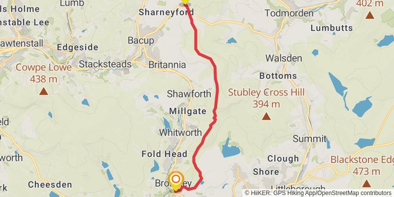 Rossendale Way stage 4 Map
