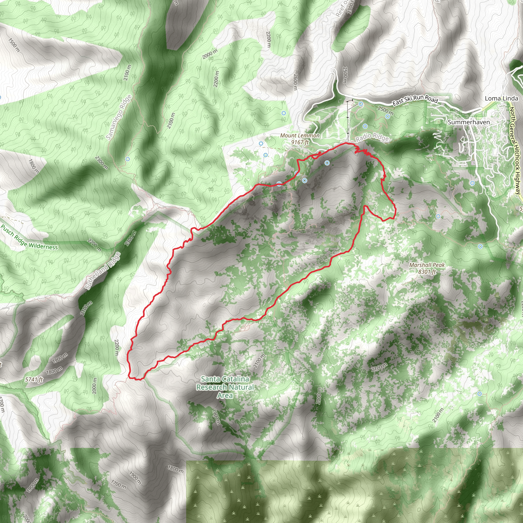 Mount Lemmon, Arizona and Aspen Loop Trail mobile static map