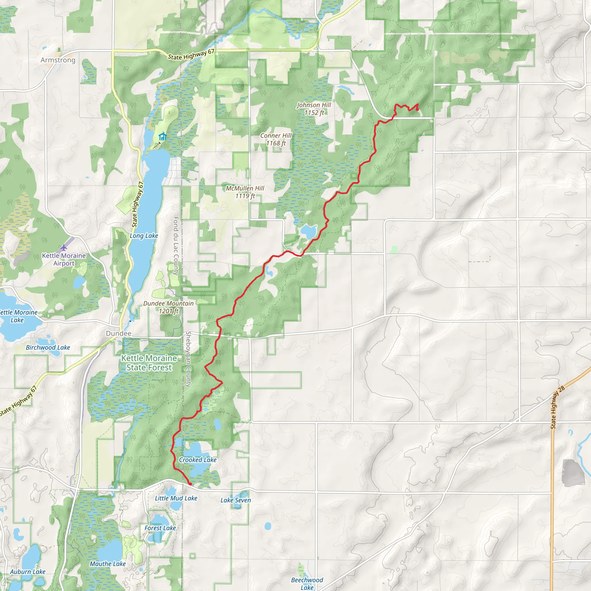 Crooked Lake and Butler Lake via IAN mobile static map