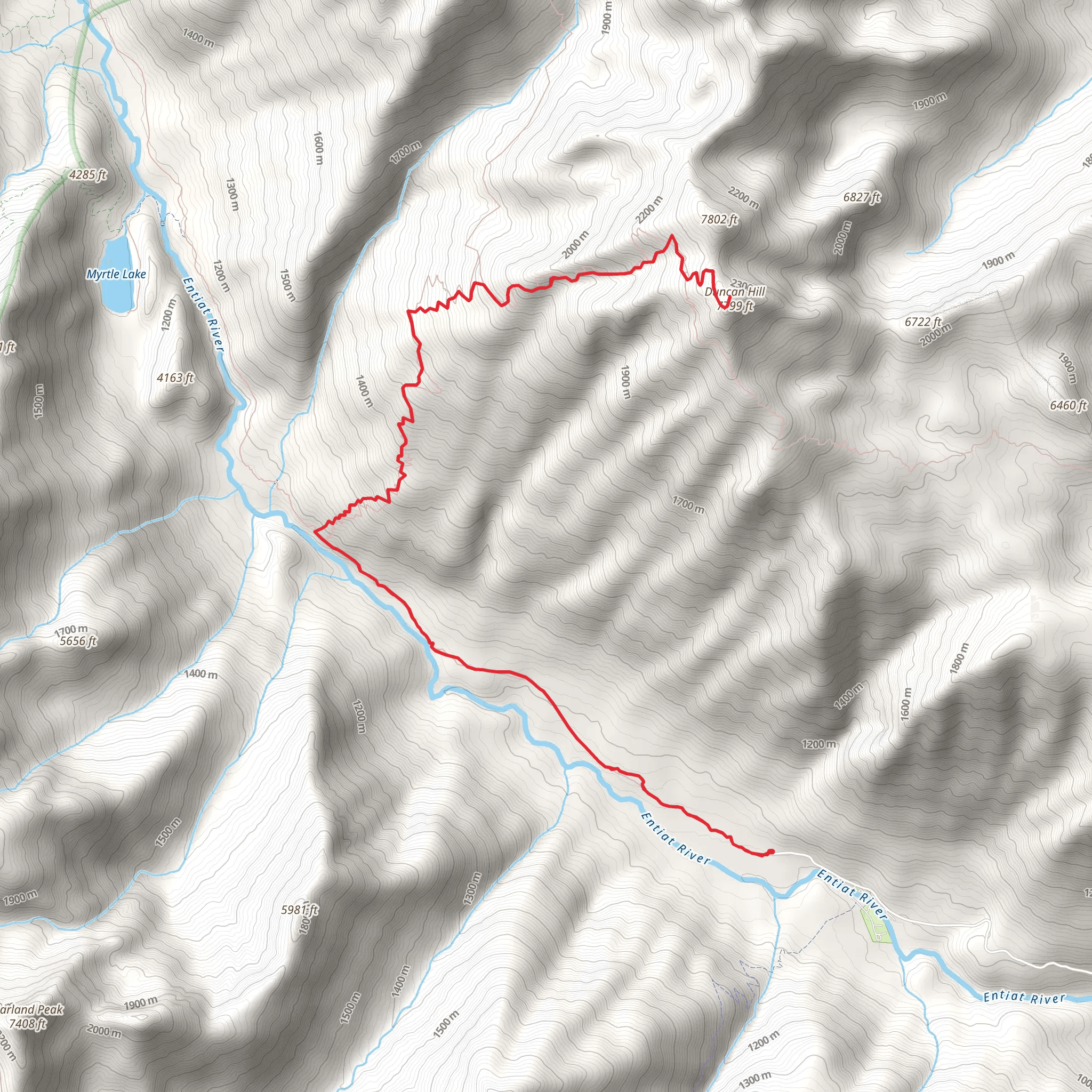 Duncan Hill Viewpoint via Ice Creek Trail mobile static map