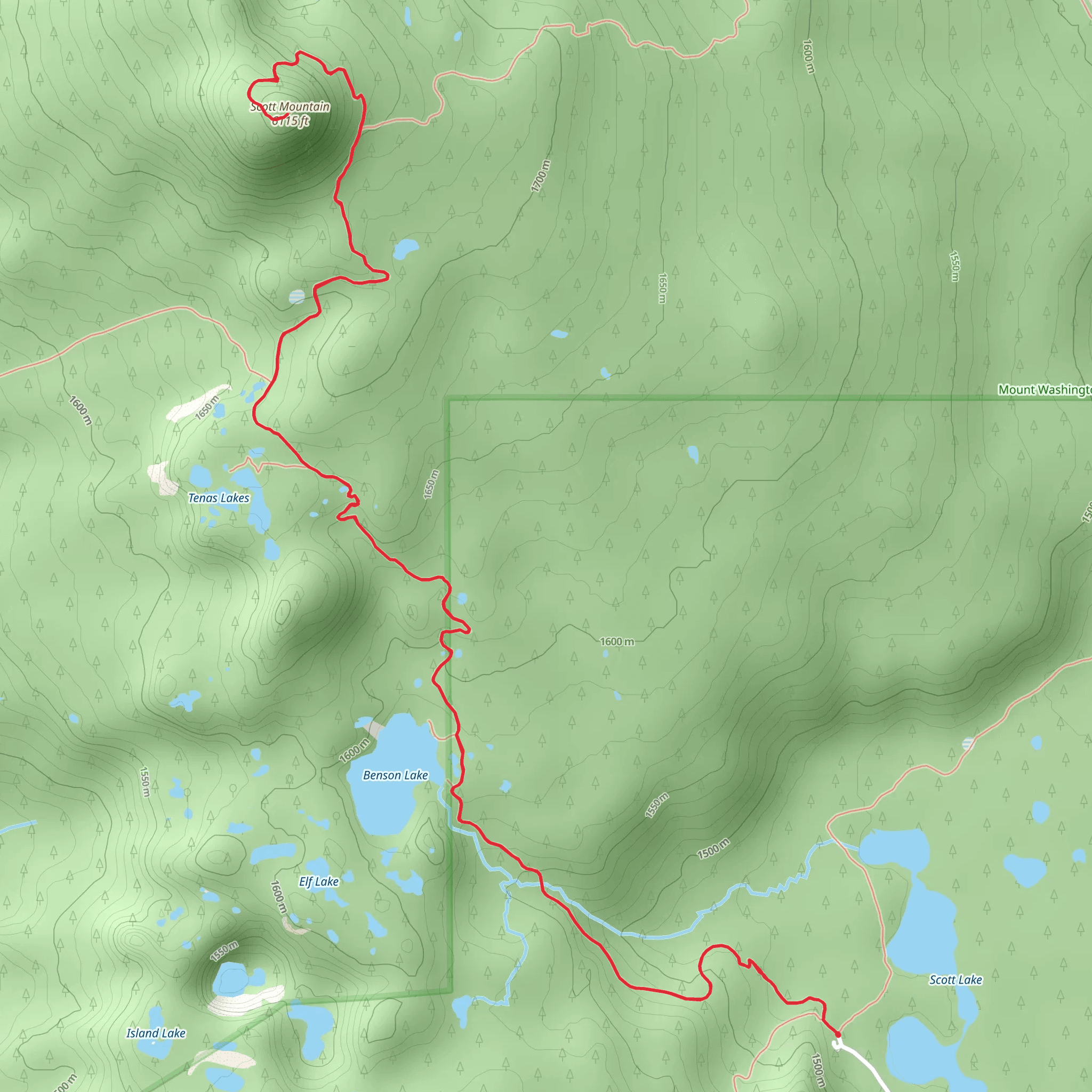 Scott Mountain via Benson Lake Trail mobile static map