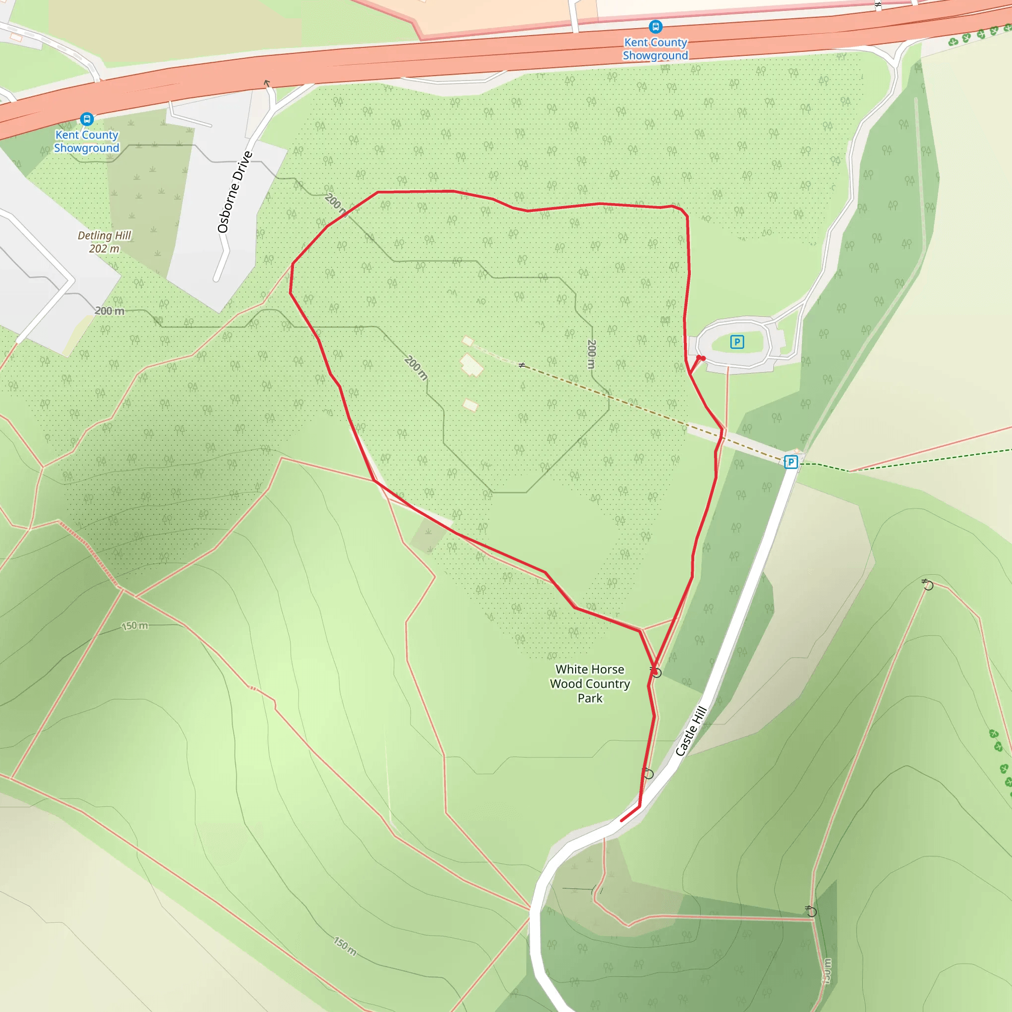 White Horse Country Park Loop mobile static map