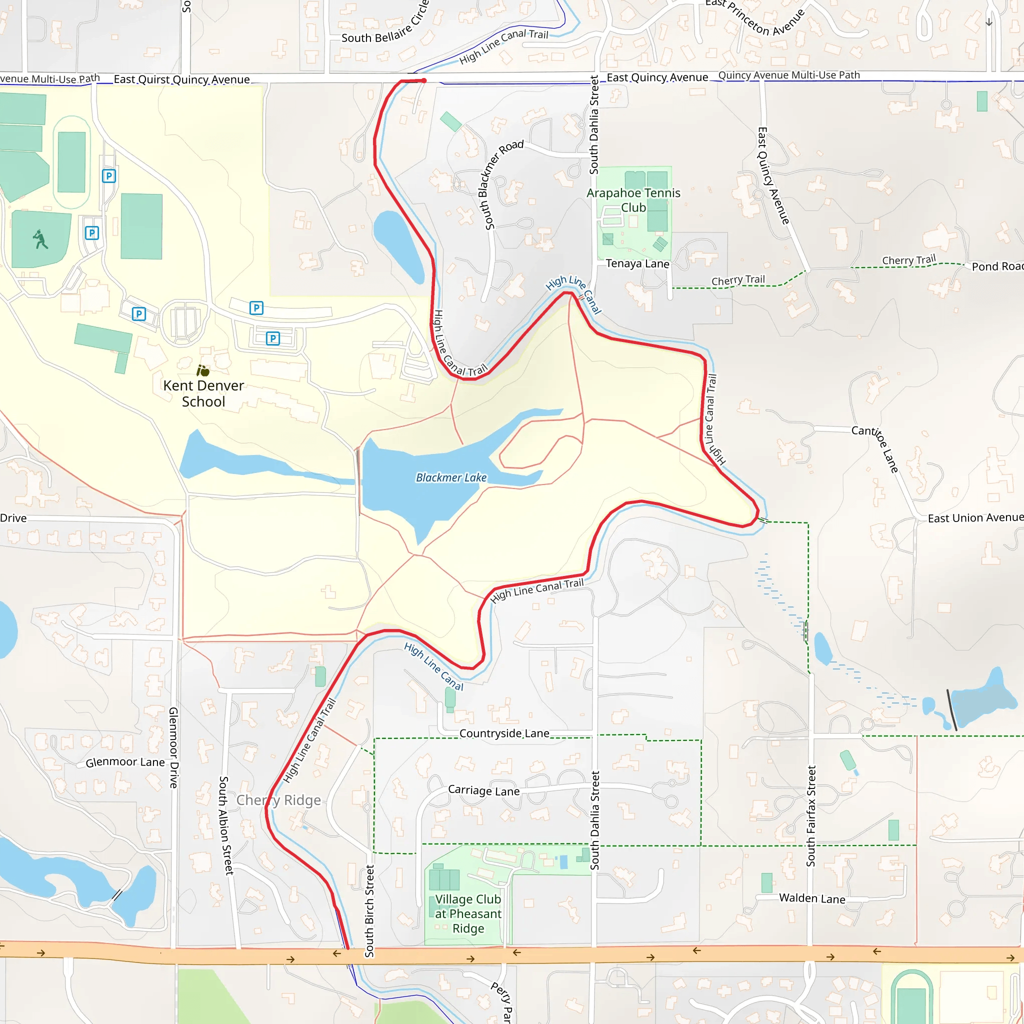 High Line Canal Trail from East Quincy Avenue - South mobile static map