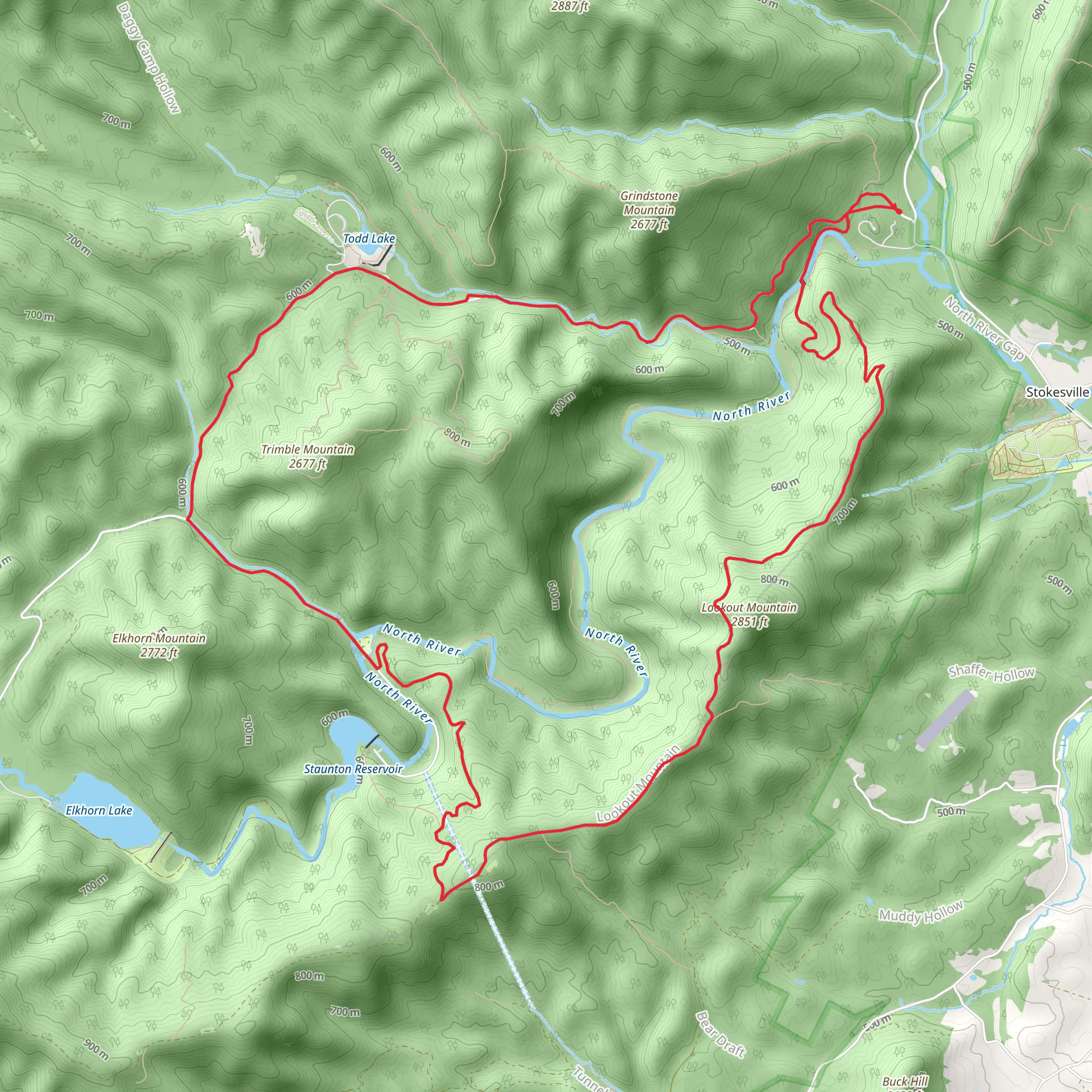 North River, Lookout Mountain and Wild Oak Trail mobile static map