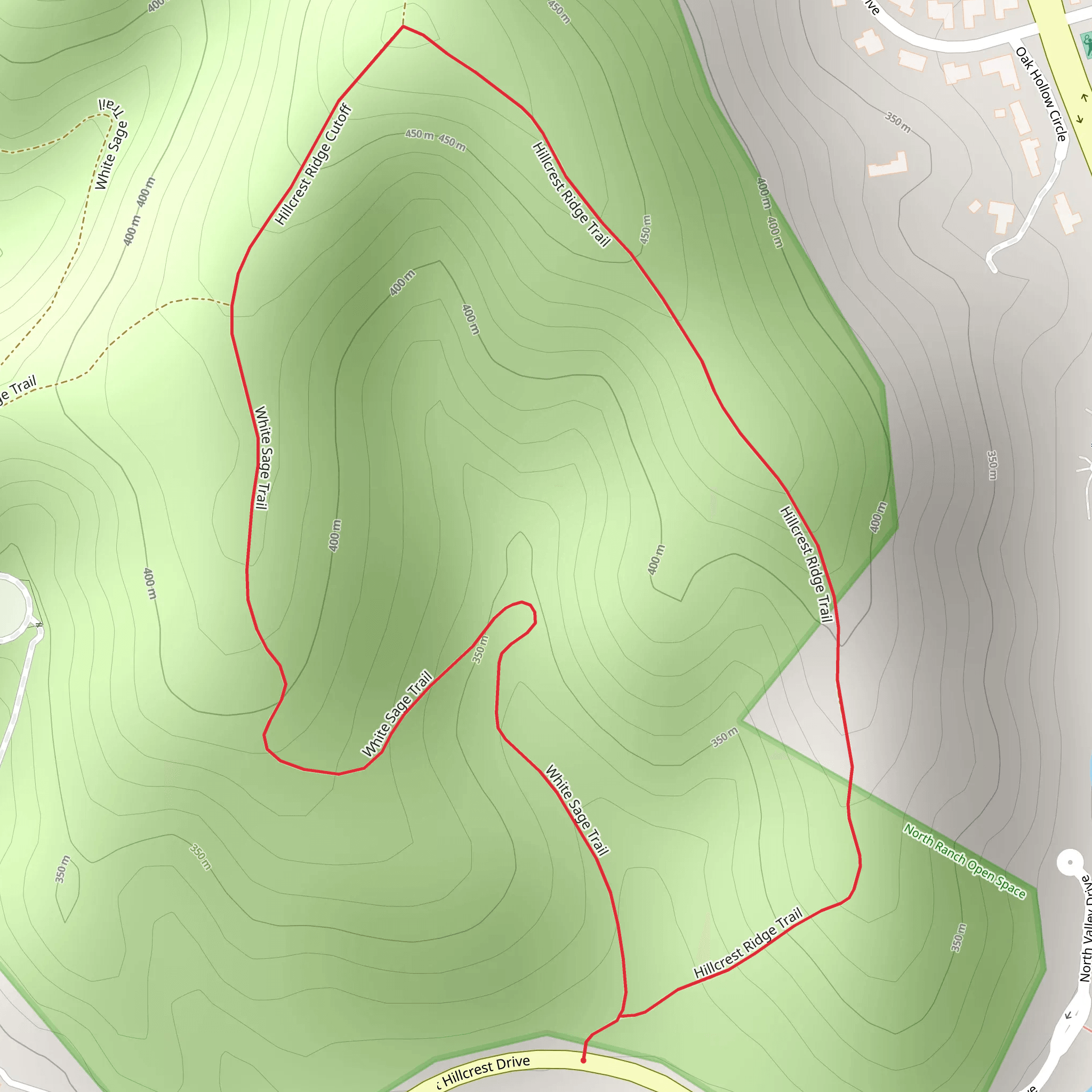 Hillcrest Ridge and White Sage Loop Trail mobile static map