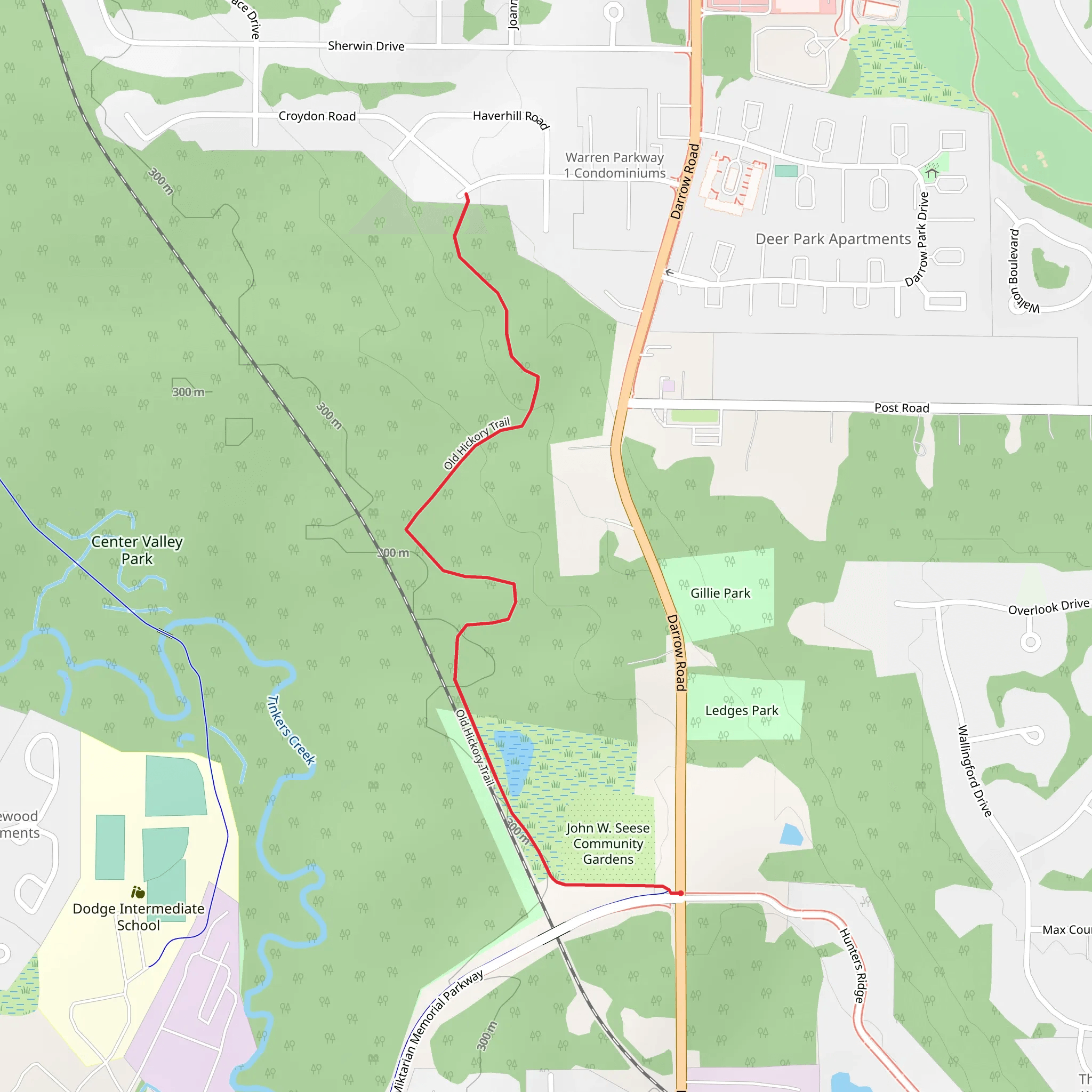 Old Hickory Trail - John W Seese Community Gardens mobile static map