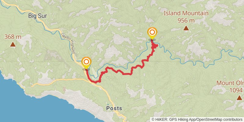 Ventana Camp via Pine Ridge Trail stage 2 Map