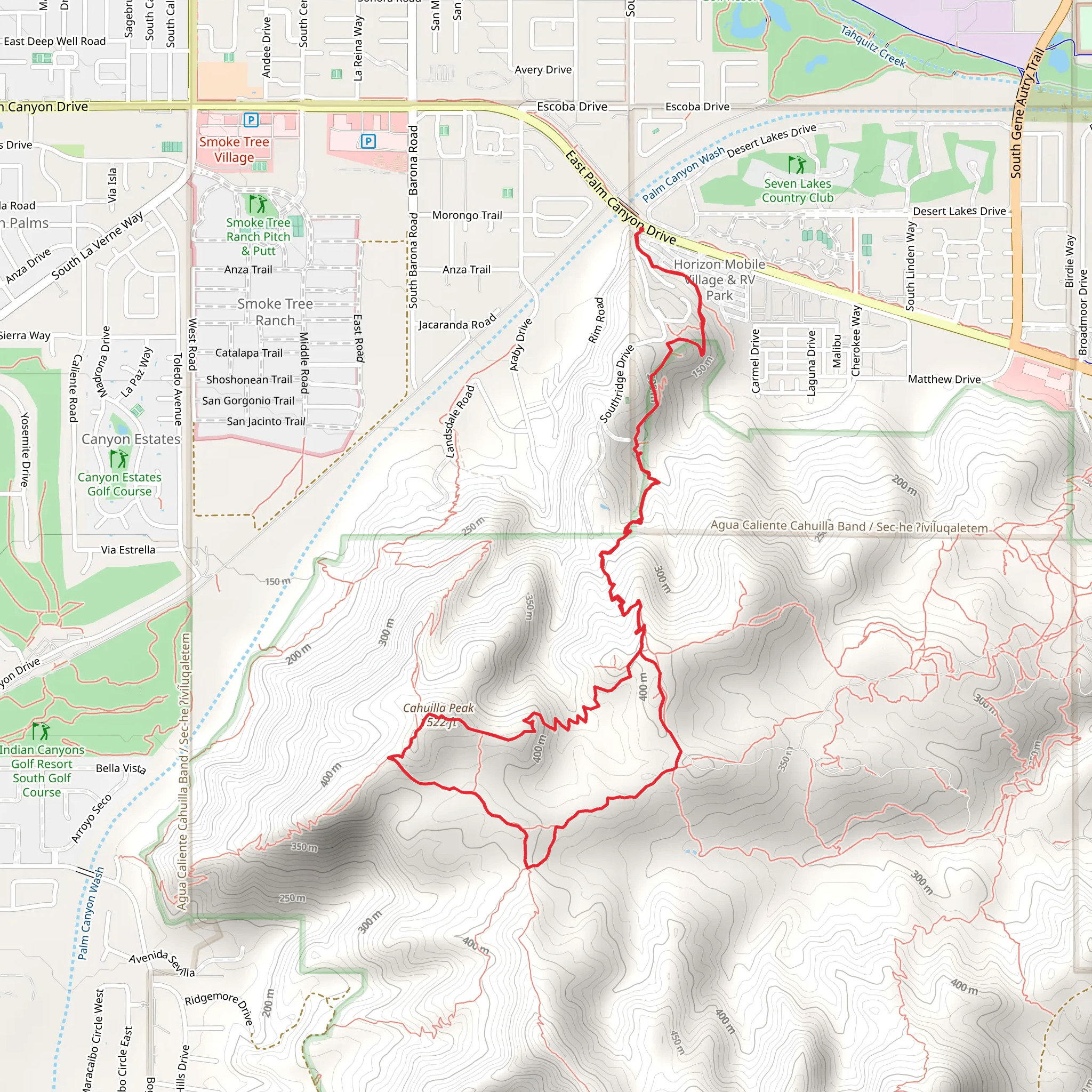 Cahuilla Peak via Araby Trail mobile static map