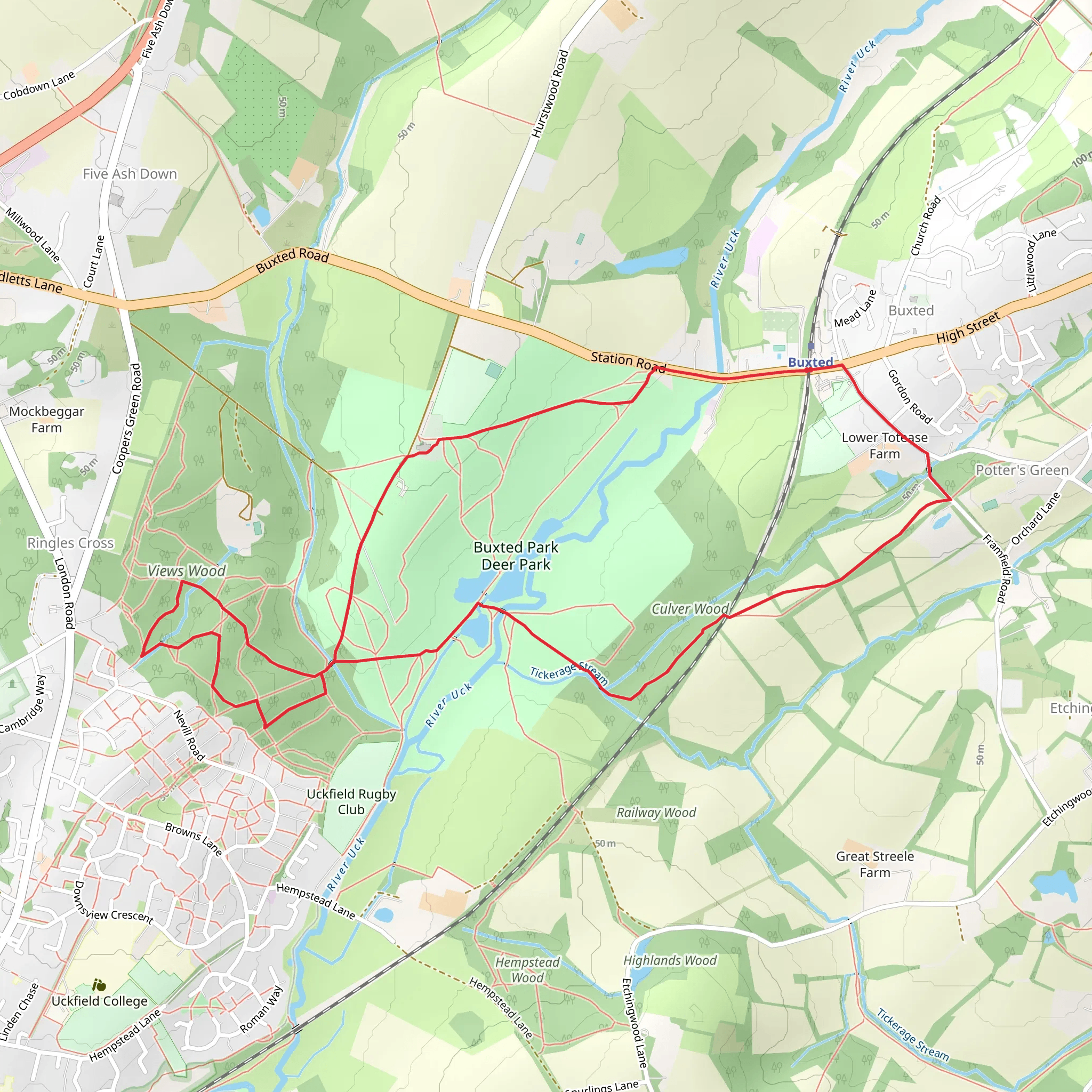 Buxted Park deer Park and Views Wood mobile static map