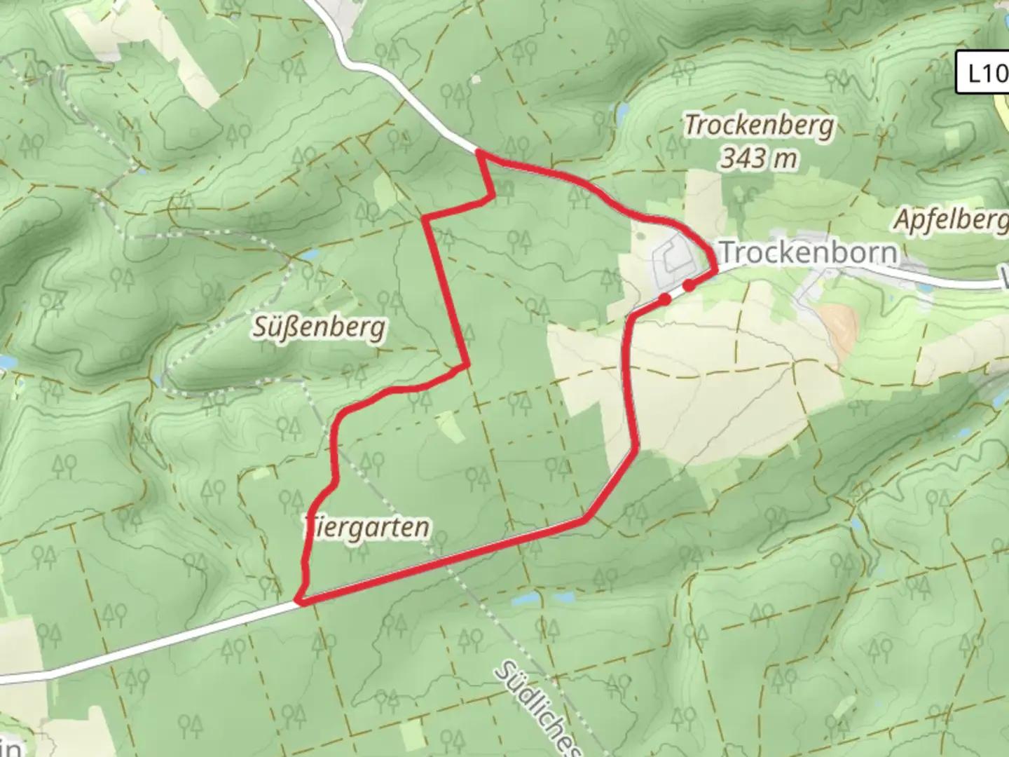 An image depicting the trail Tiergarten Loop and its surrounding area.