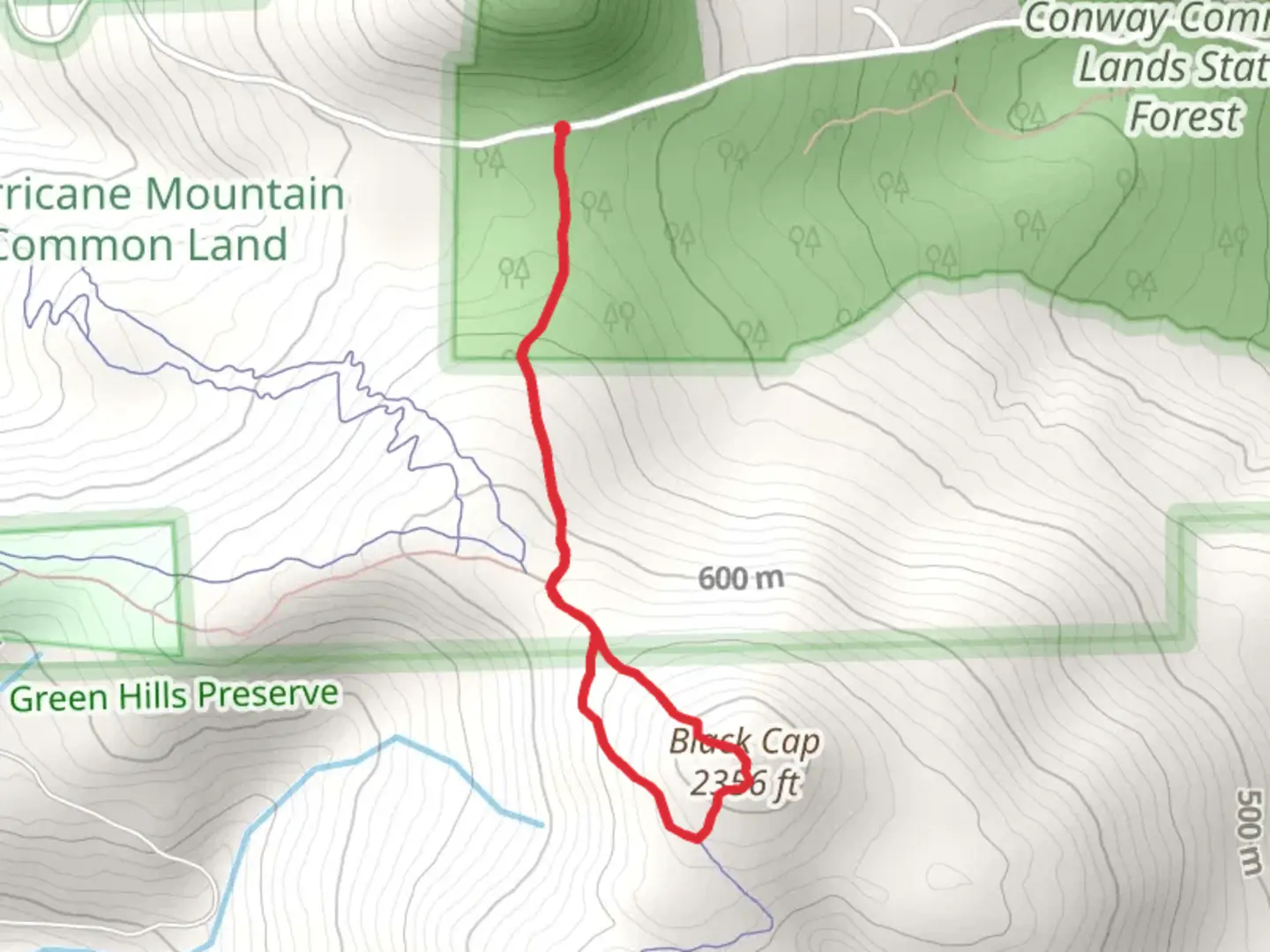 An image depicting the trail Black Cap Trail Loop and its surrounding area.