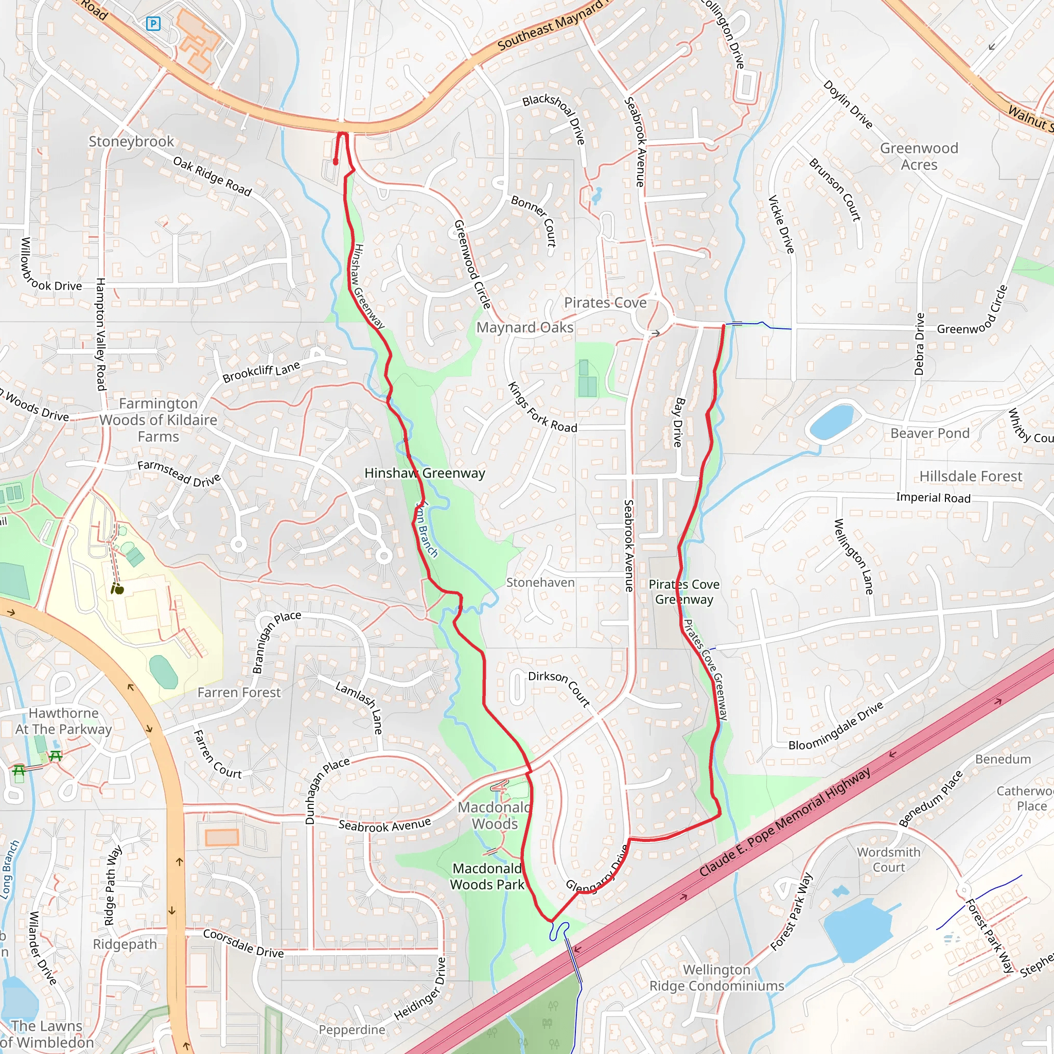Hinshaw Greenway mobile static map