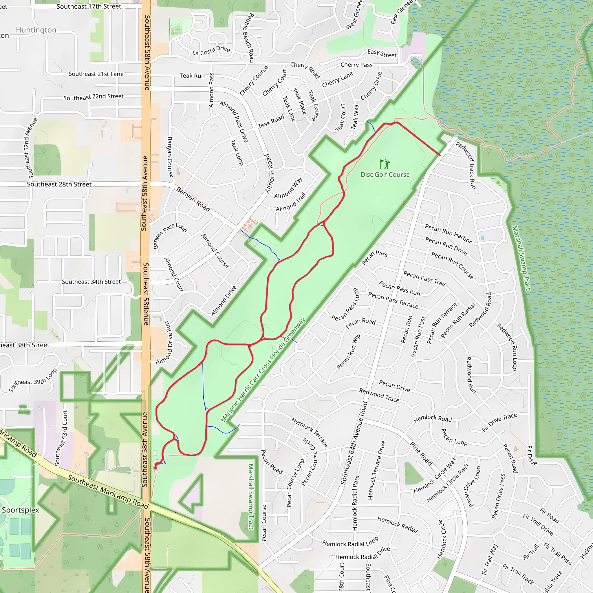 Florida National Scenic Loop trail - Southeast 58th Avenue mobile static map