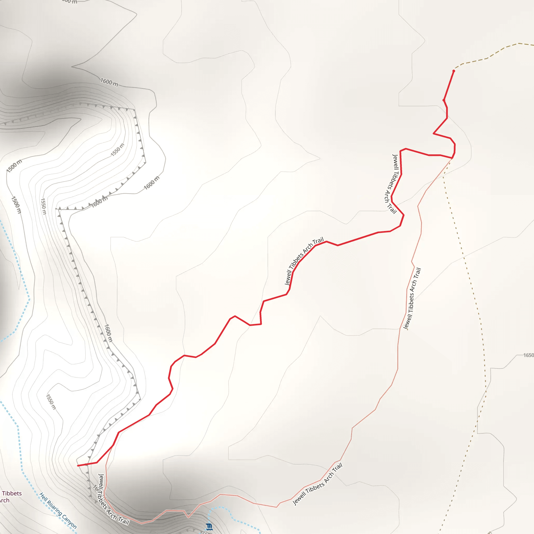Jewell Tibbets Arch Trail Out and Back mobile static map