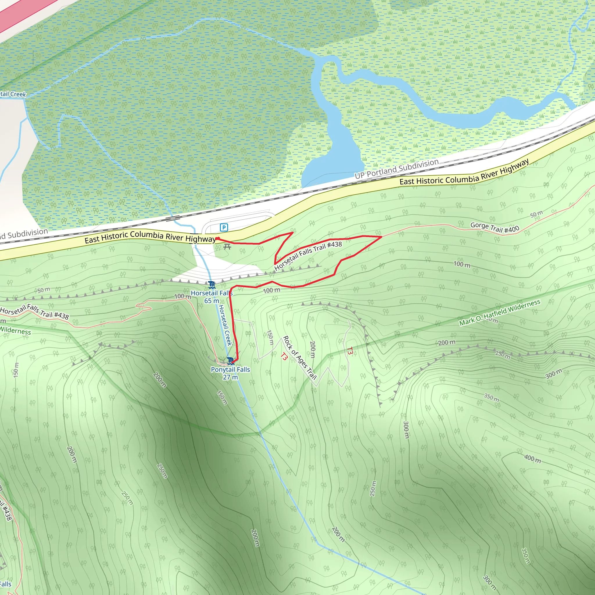 Horsetail Falls Trail - Short mobile static map