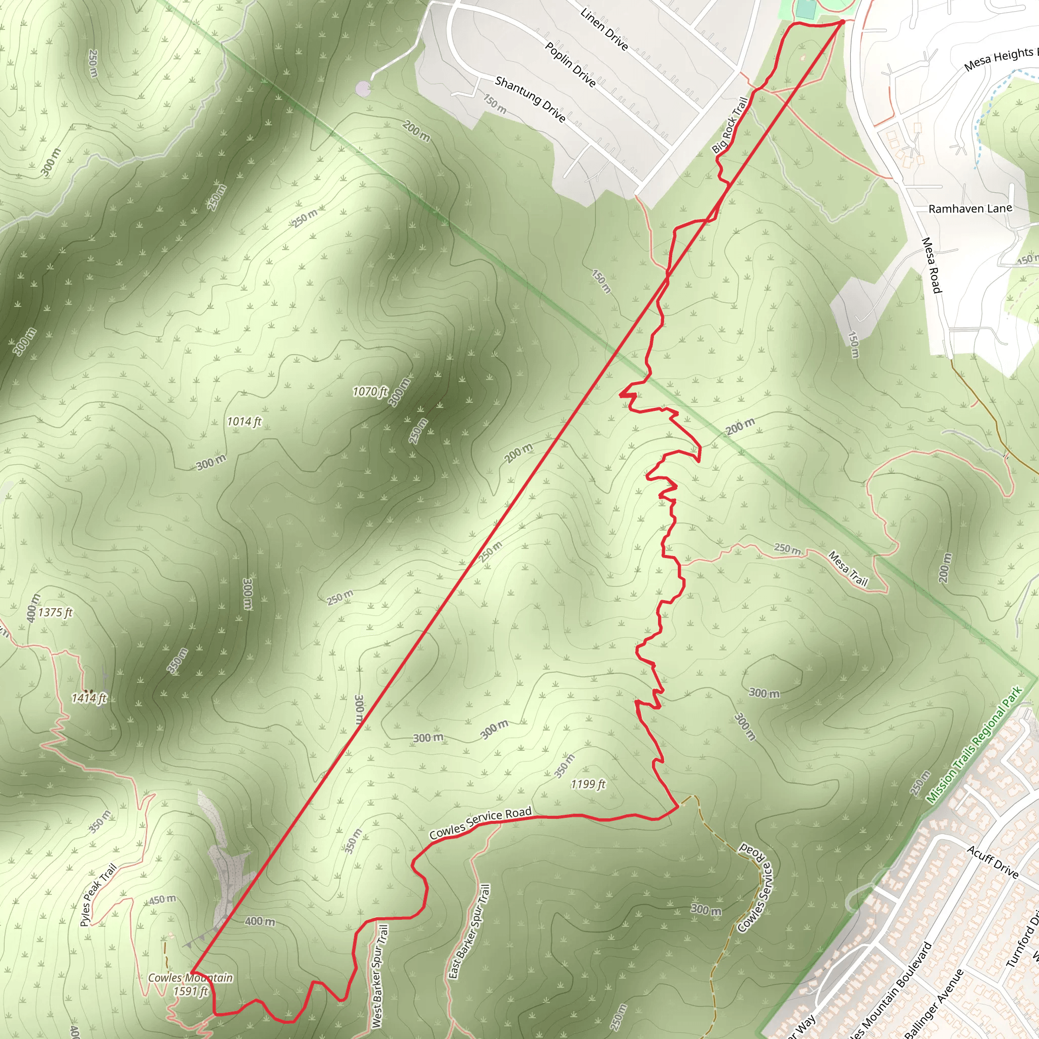Cowles Mountain mobile static map