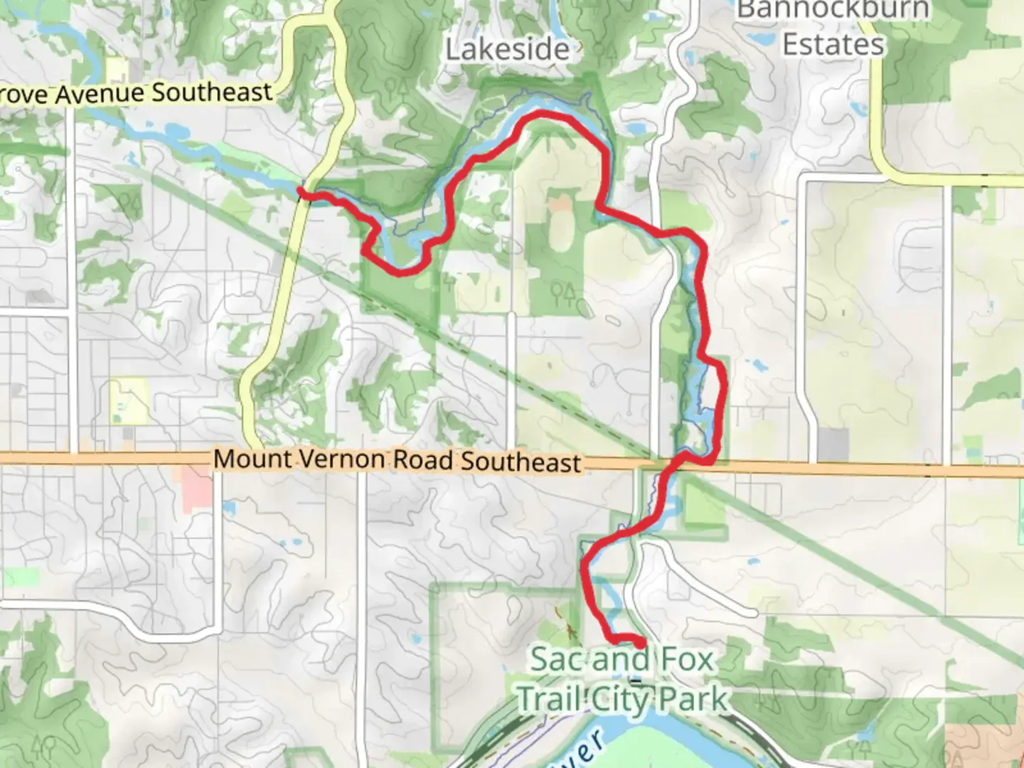 An image depicting the trail Sac and Fox Trail and its surrounding area.