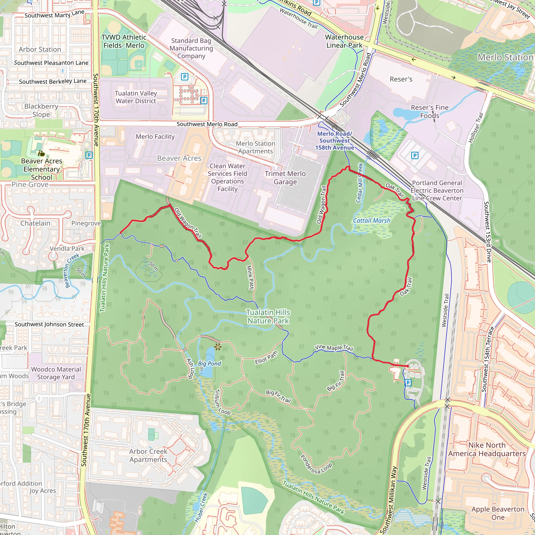 Old Wagon Trail and Oak Trail mobile static map