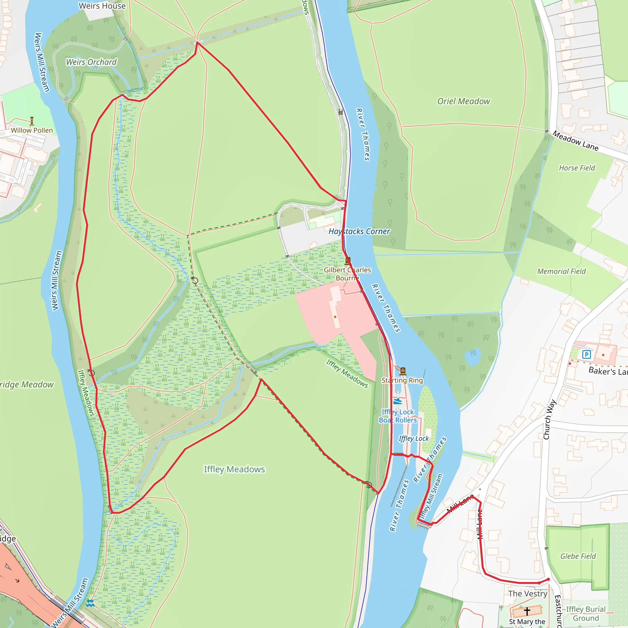 Iffley Lock and Meadows Walk mobile static map