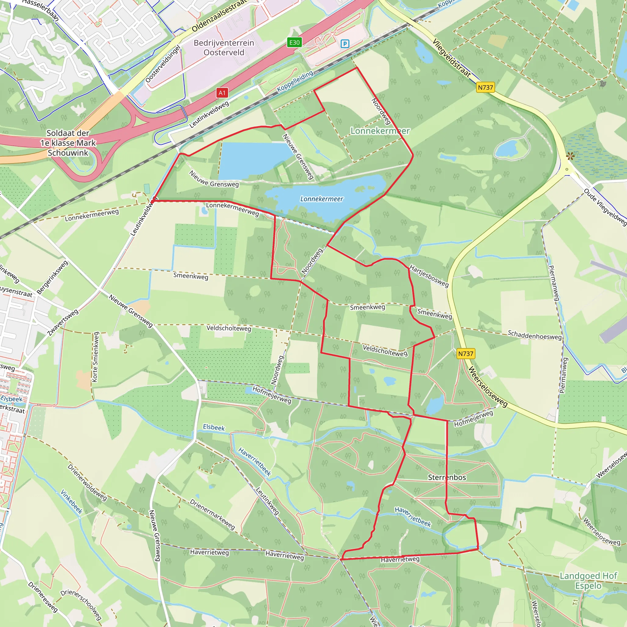 Lonnekermeer, De Wildernis and Sterrenbos Loop mobile static map