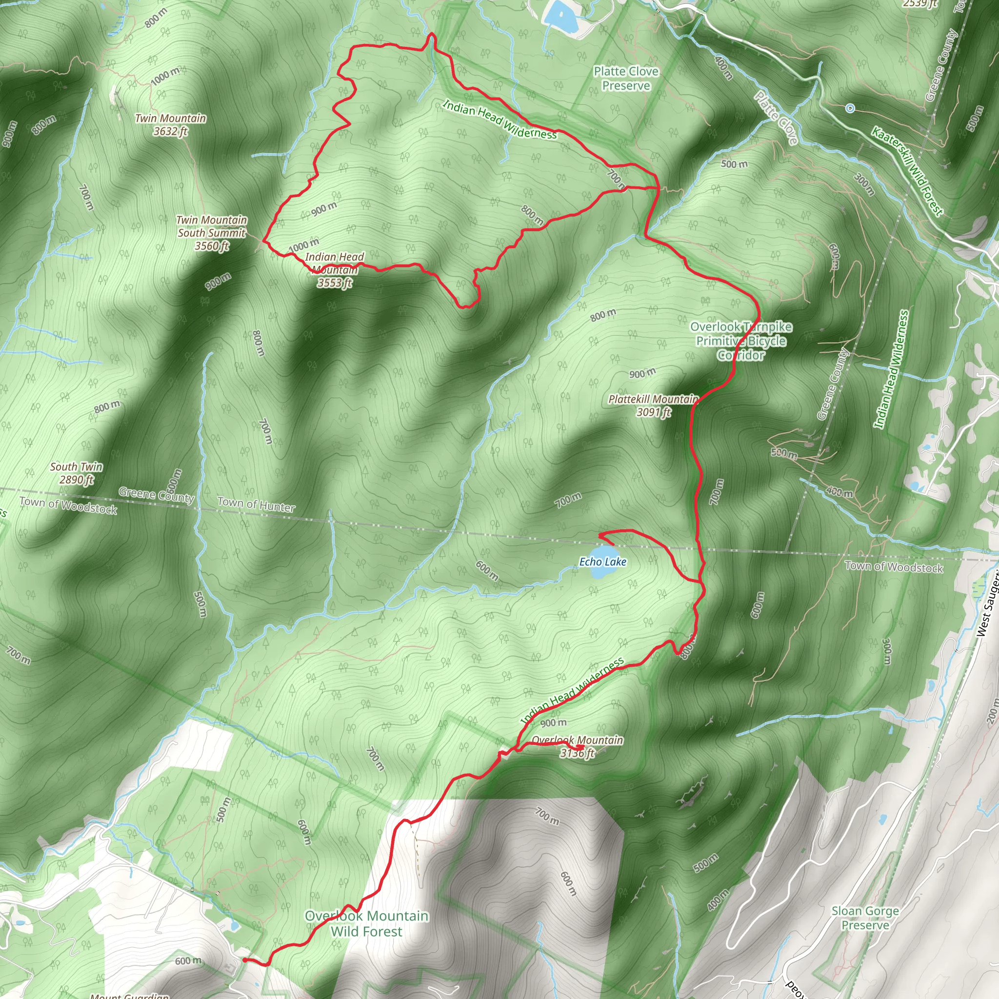 Indian Head Mountain Loop via Overlook Trail mobile static map