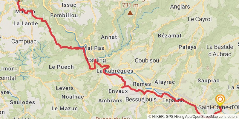 GR 65 Rocamadour Variant stage 7 Map