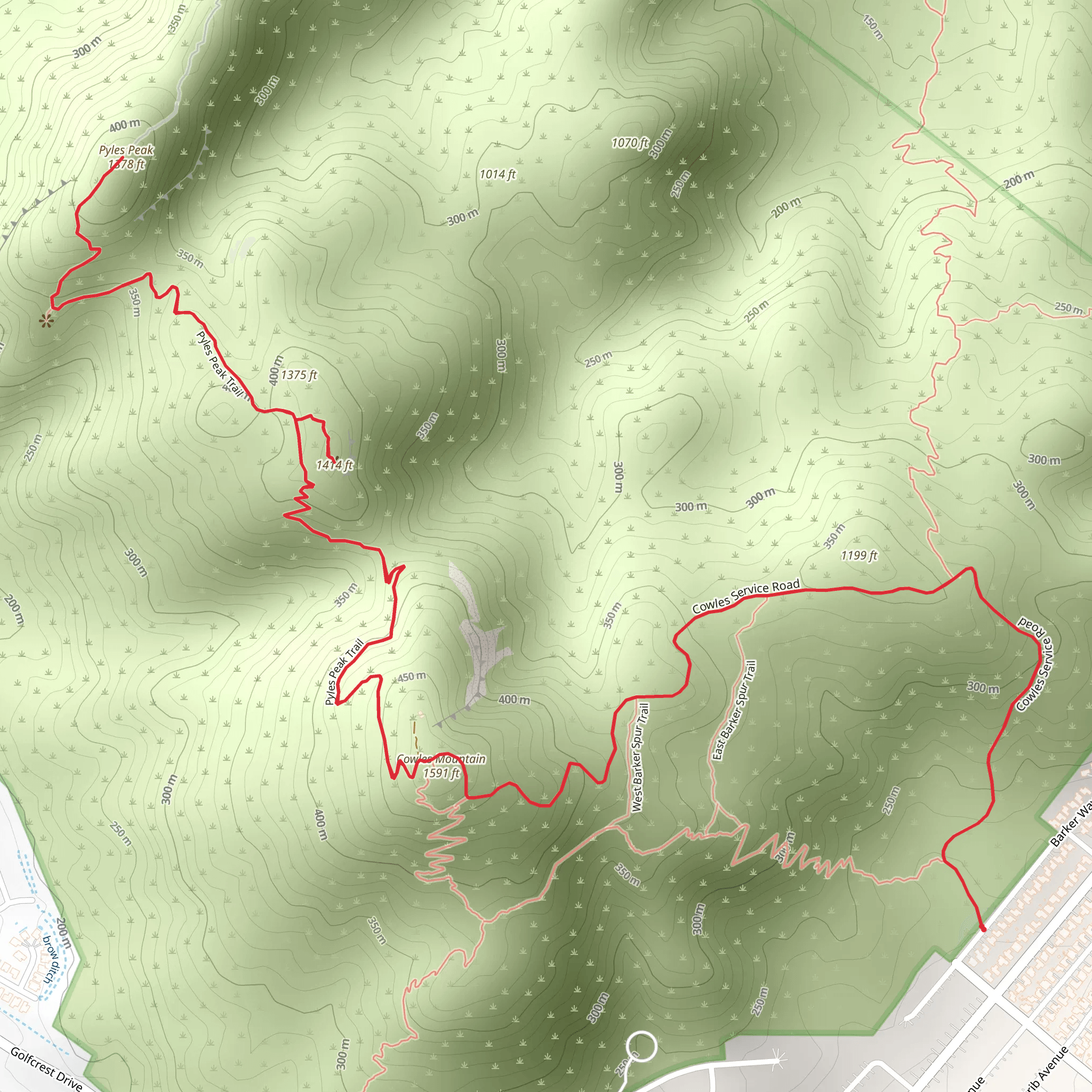 Pyles Peak via Cowles Service Road mobile static map