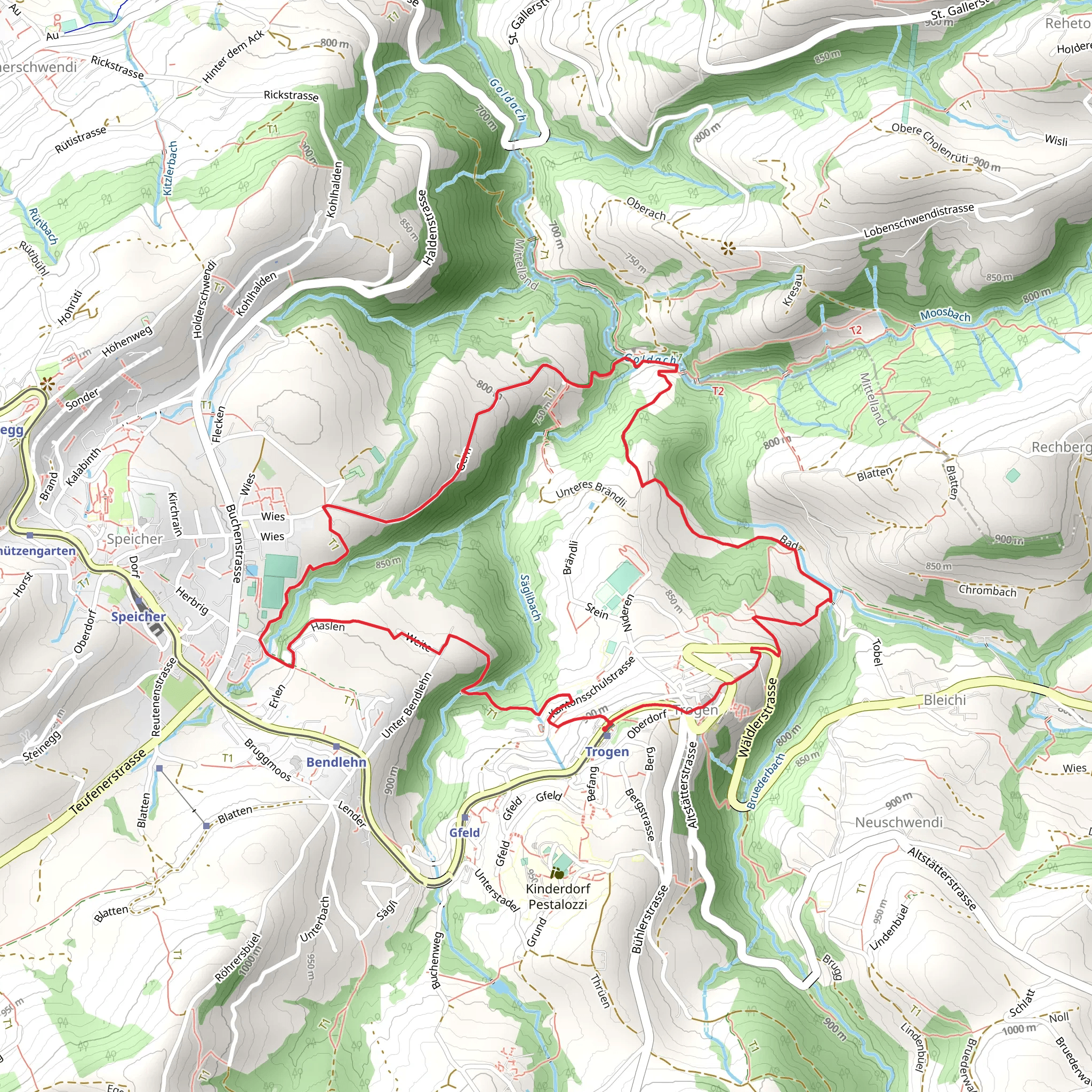 Trogen to Chastenloch Loop mobile static map