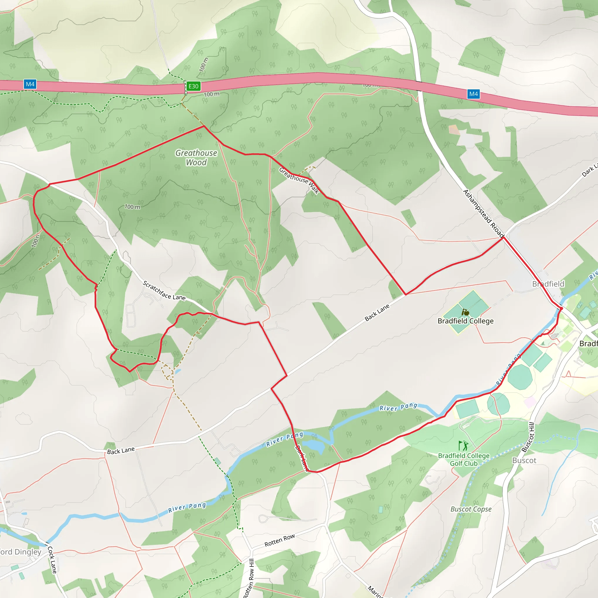 Bradfield and Greathouse Wood Loop mobile static map
