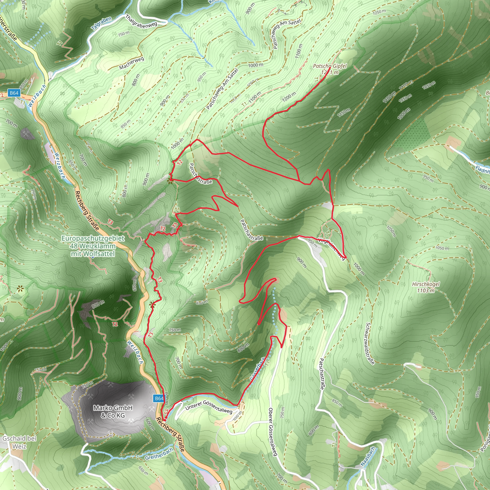 Patscha Summit vi Jägersteig Loop mobile static map