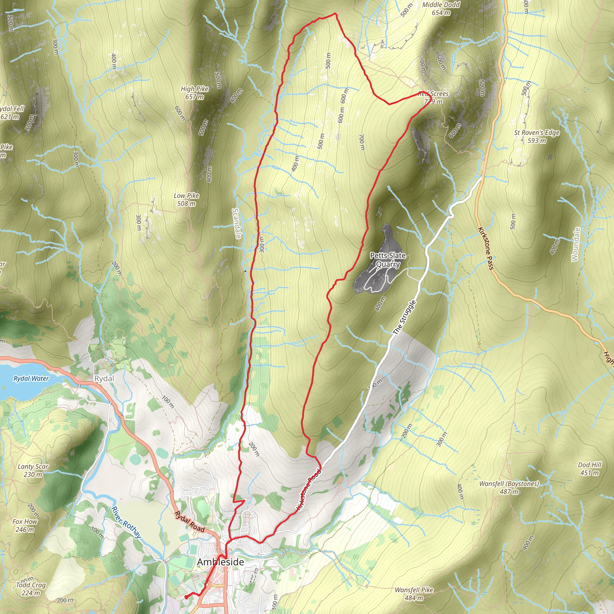 Scandale Pass and Red Screes Loop mobile static map