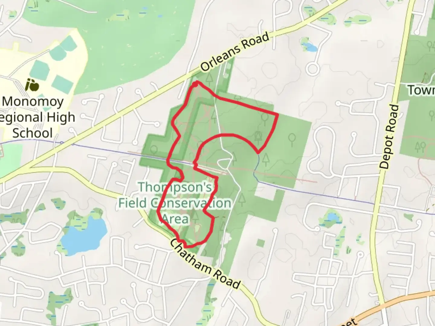 An image depicting the trail Thompson Field Loop and its surrounding area.