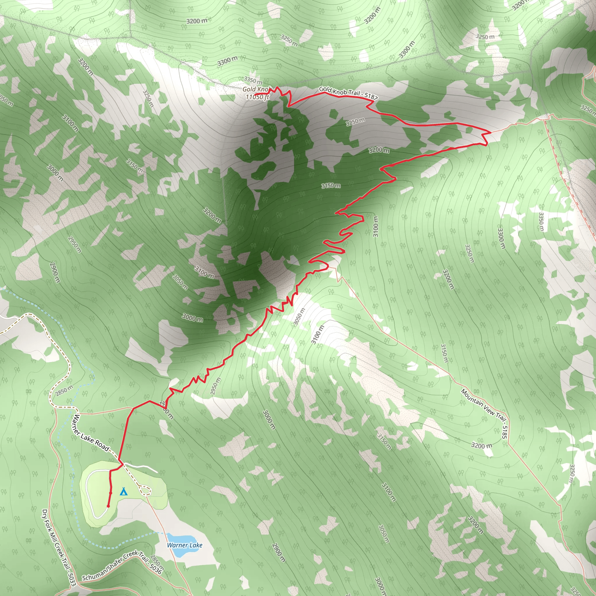 Gold Knob via Miner's Basin Trail mobile static map
