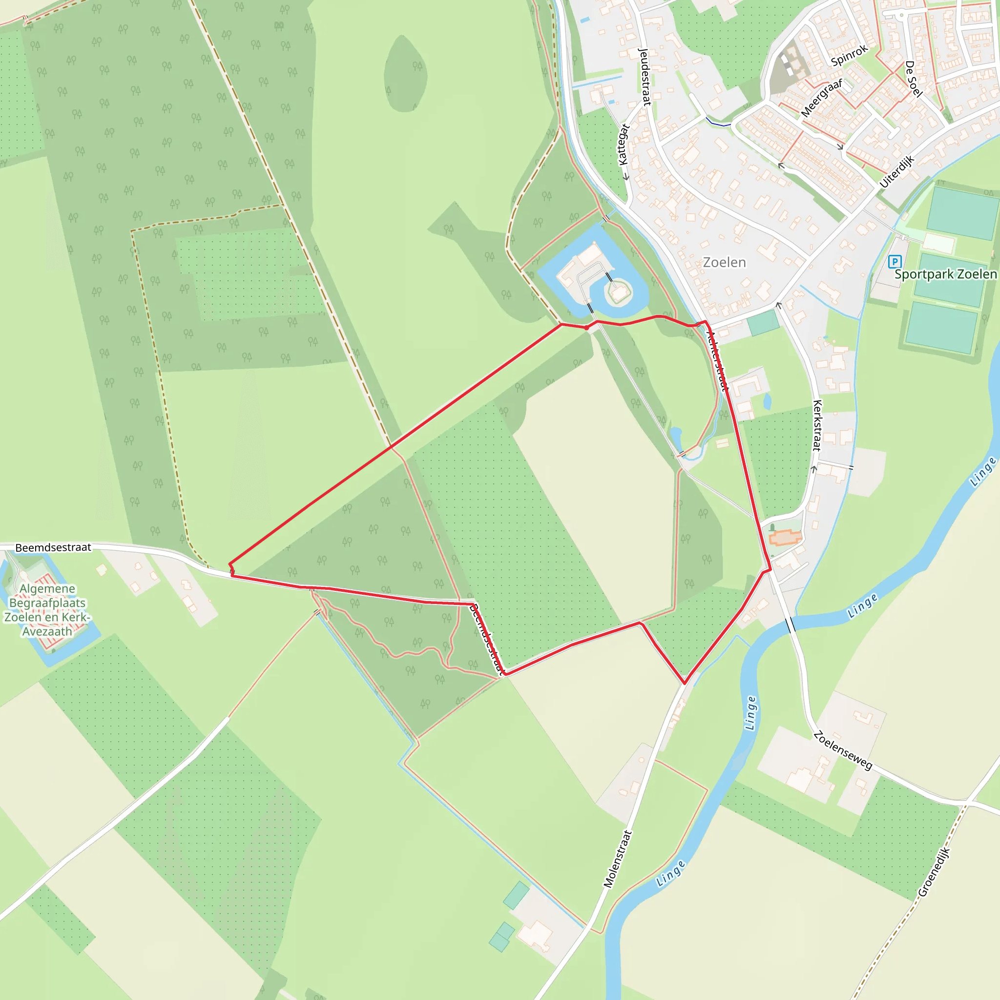 Kasteel Soelen via Grote Rivierenpad and Beemdsestraat mobile static map