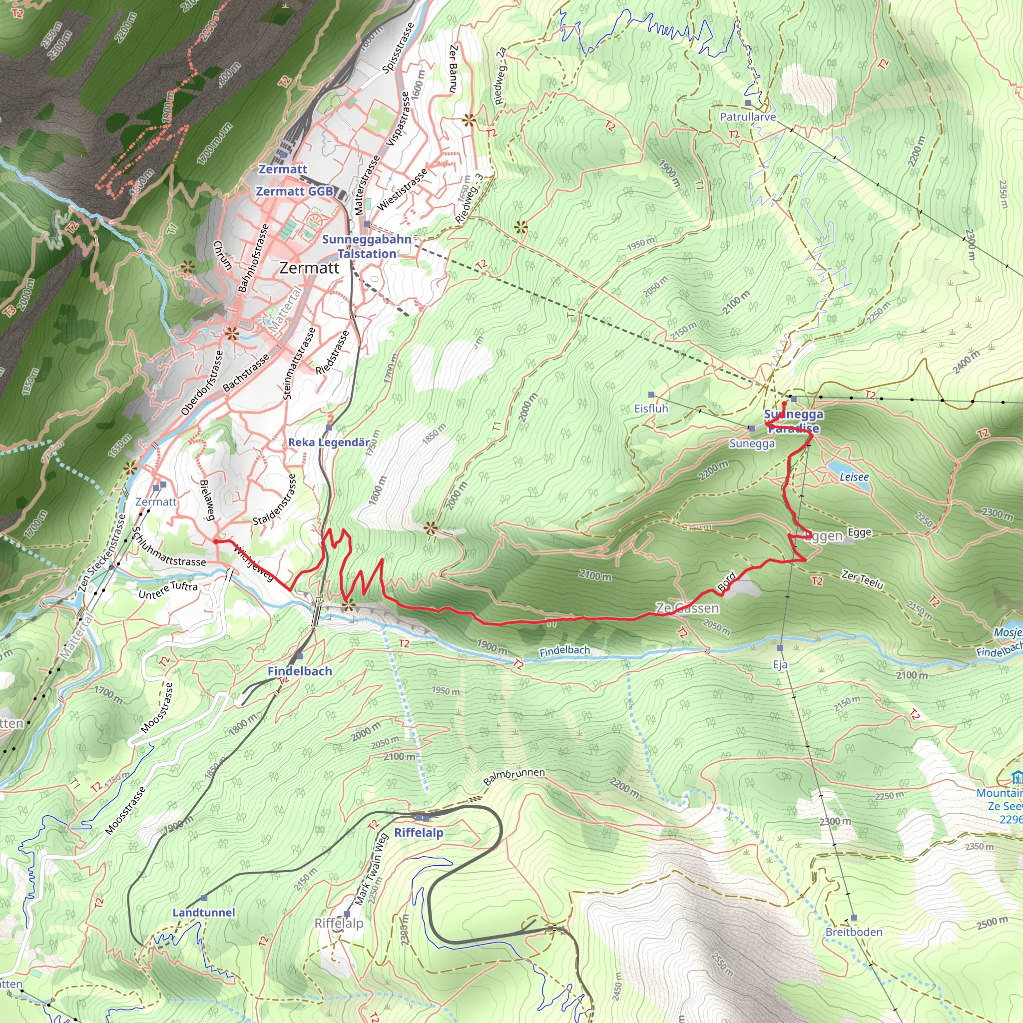 Zermatt-Sunnegga via Winkelmatten - Nr 112 mobile static map