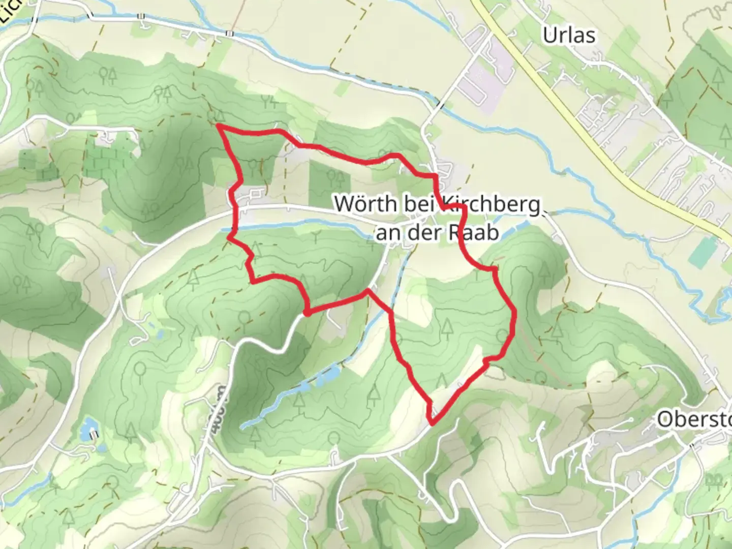 An image depicting the trail Kirchbergvitalweg Bergrunde and its surrounding area.