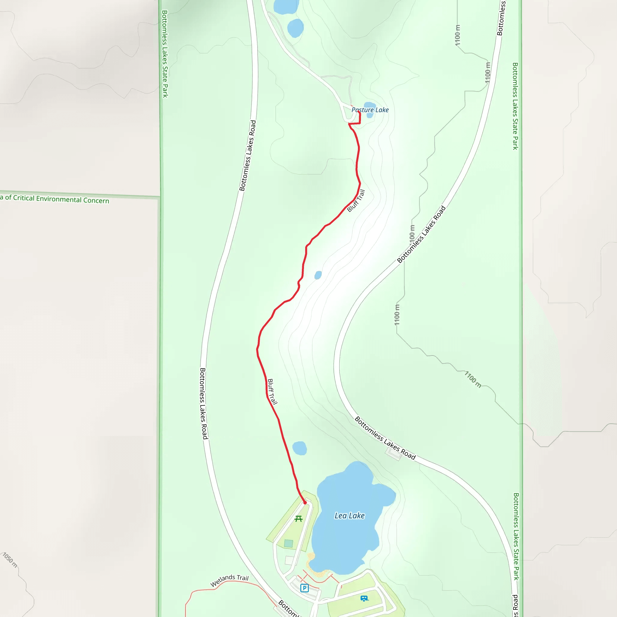 Pasture Lake via Bluff Trail mobile static map